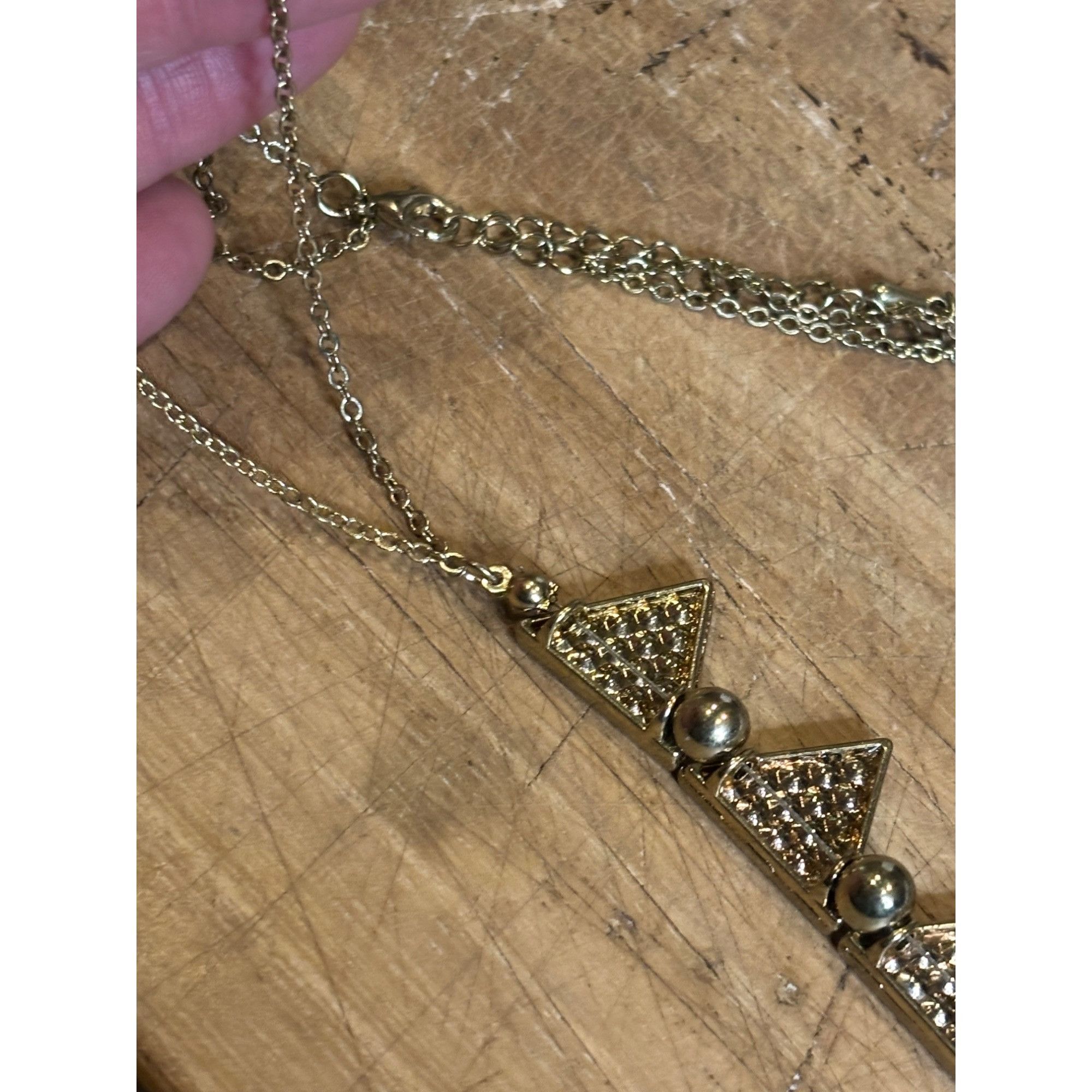 Other Gold-Tone Triangle Statement Necklace With Rhinestone Accent Size ONE SIZE - 5 Thumbnail