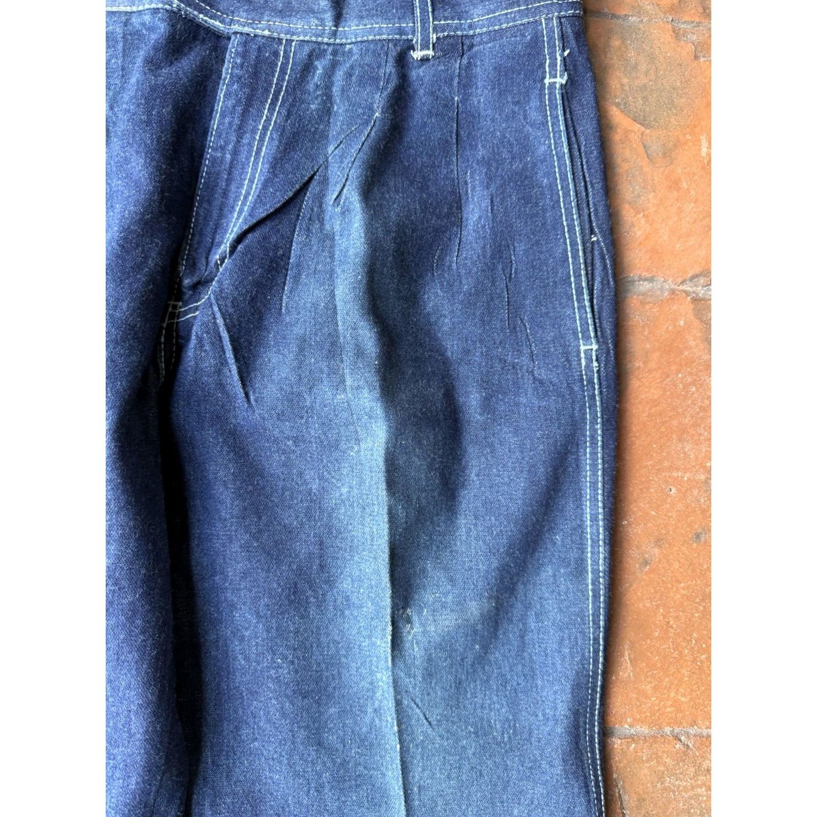 Vintage VINTAGE Andre De Leure Jeans Men 33x31 Straight Denim Blue 90s Mens Jeans Straight Leg Dark Wash Embroidered Pockets Size US 33 - 3 Thumbnail