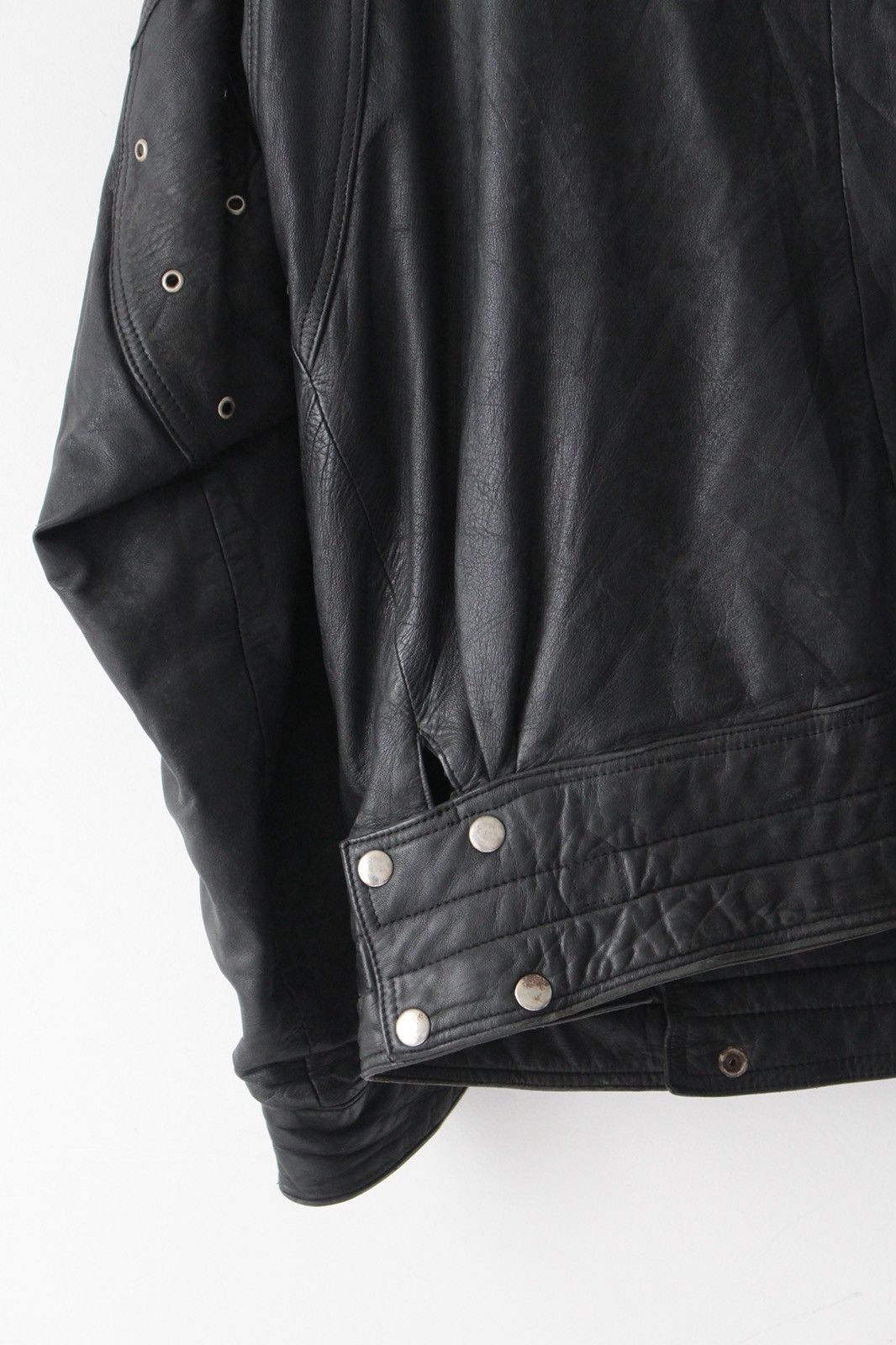 Vintage 1970S ASYMMETRIC TALON ZIP MOTORCYCLE LEATHER JACKET Size US XL / EU 56 / 4 - 5 Thumbnail