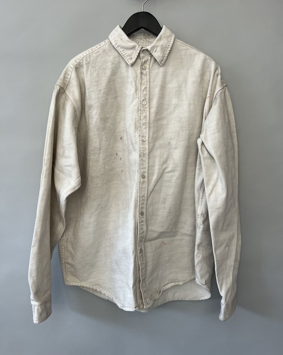 Balenciaga Balenciaga BB Logo Denim Shirt Dirty Cream Size US S / EU 44-46 / 1 - 3 Thumbnail