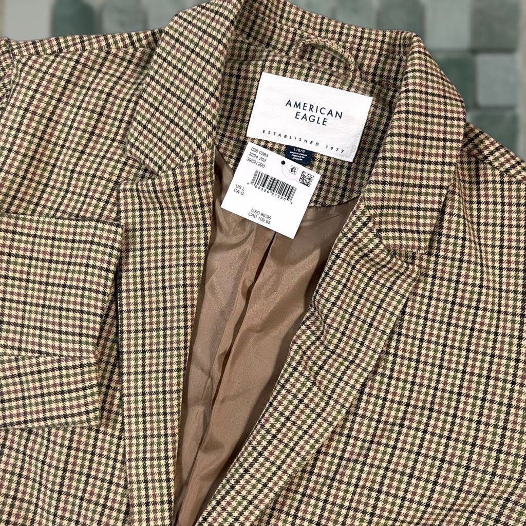 American Eagle Outfitters VINTAGE American Eagle Outfitters Plaid One Button Boyfriend Blazer Shirt Women XL? Size L / US 10 / IT 46 - 1 Thumbnail