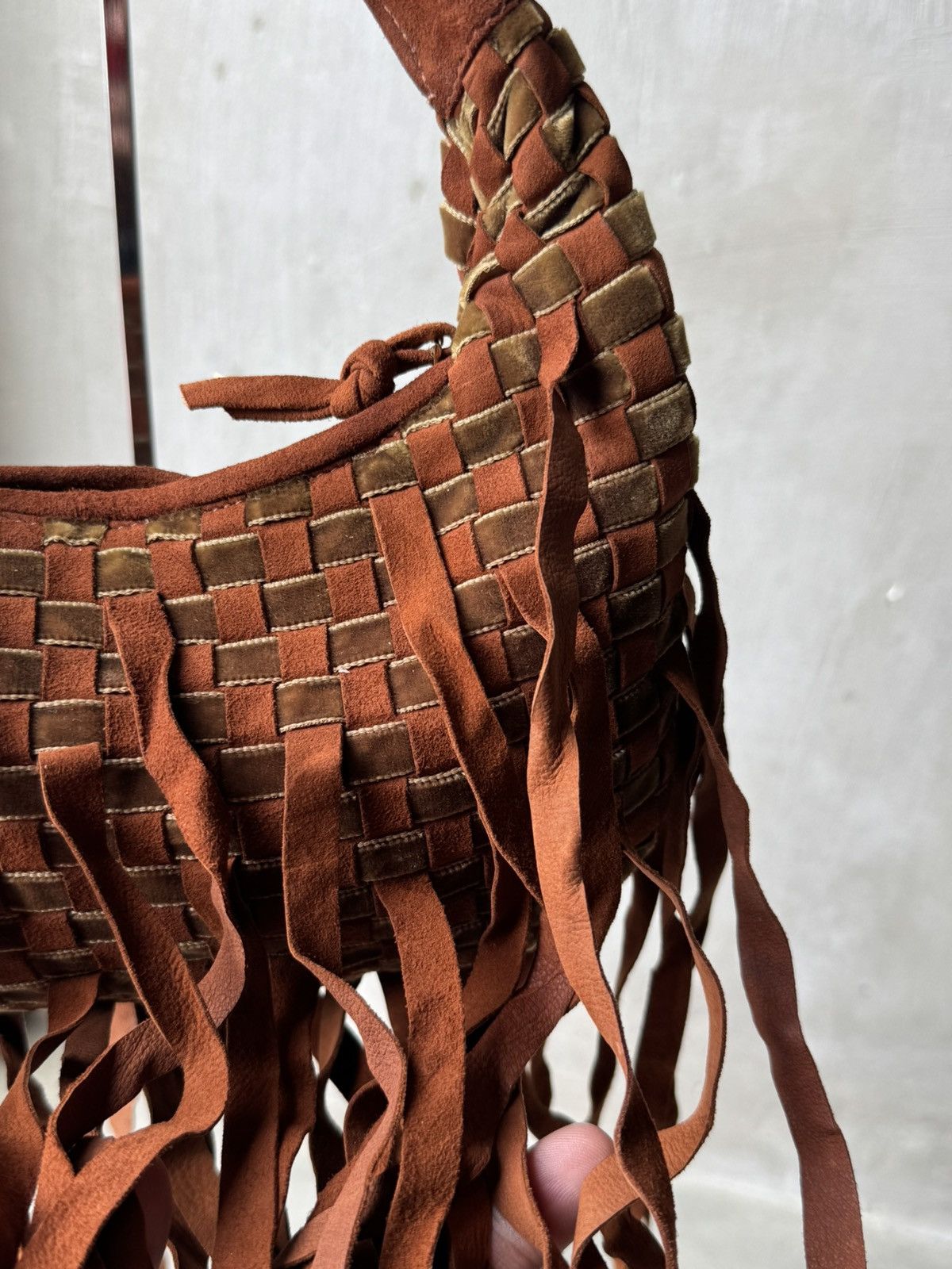 Bottega Veneta Bottega Veneta Fringe Hobo Intrecciato Suede and Velvet Mini Size ONE SIZE - 7 Thumbnail