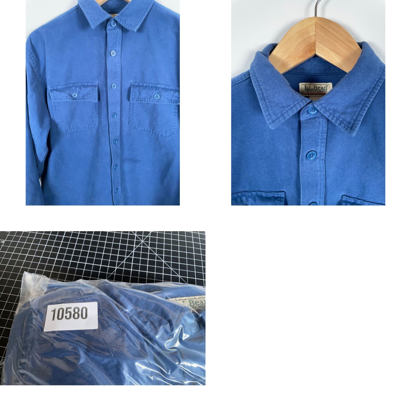 Vintage L.L. Bean Chamois Cloth Shirt Mens Large Tall Blue Heavyweight Flannel Workwear Button-Up Long Sleeve Cotton Size US L / EU 52-54 / 3 - 9 Thumbnail