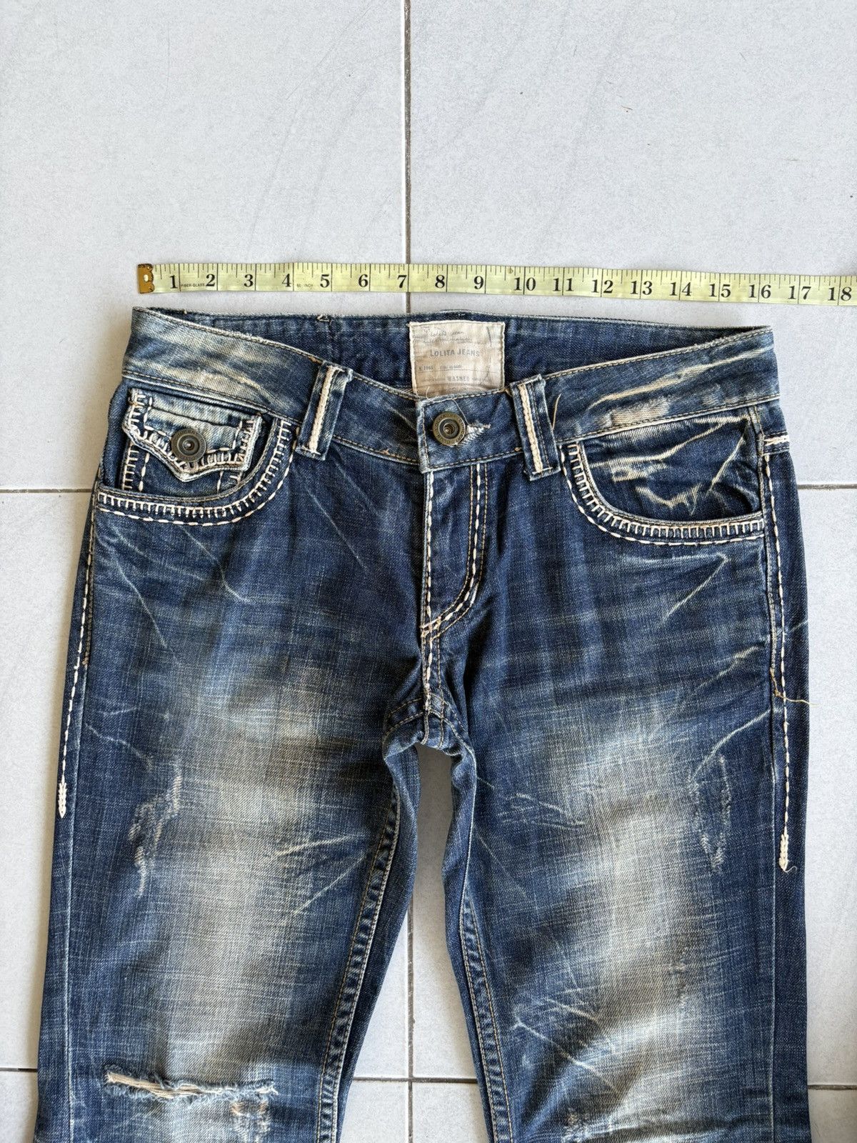 Other Korean Lolita Flared Jeans Streetwear Distressed Denim Size US 33 - 3 Thumbnail