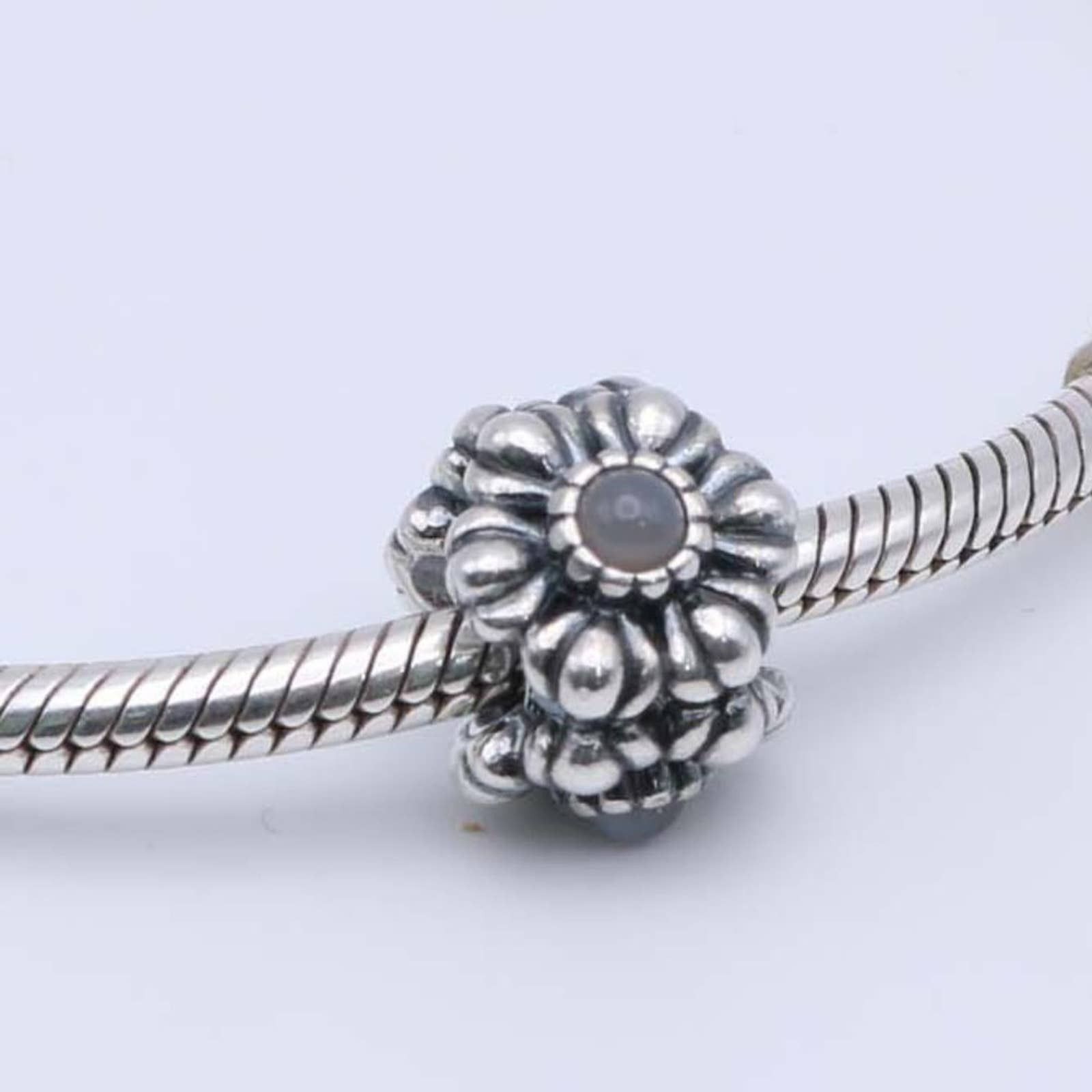 PANDORA June Birthday Bloom with Gray Moonstone