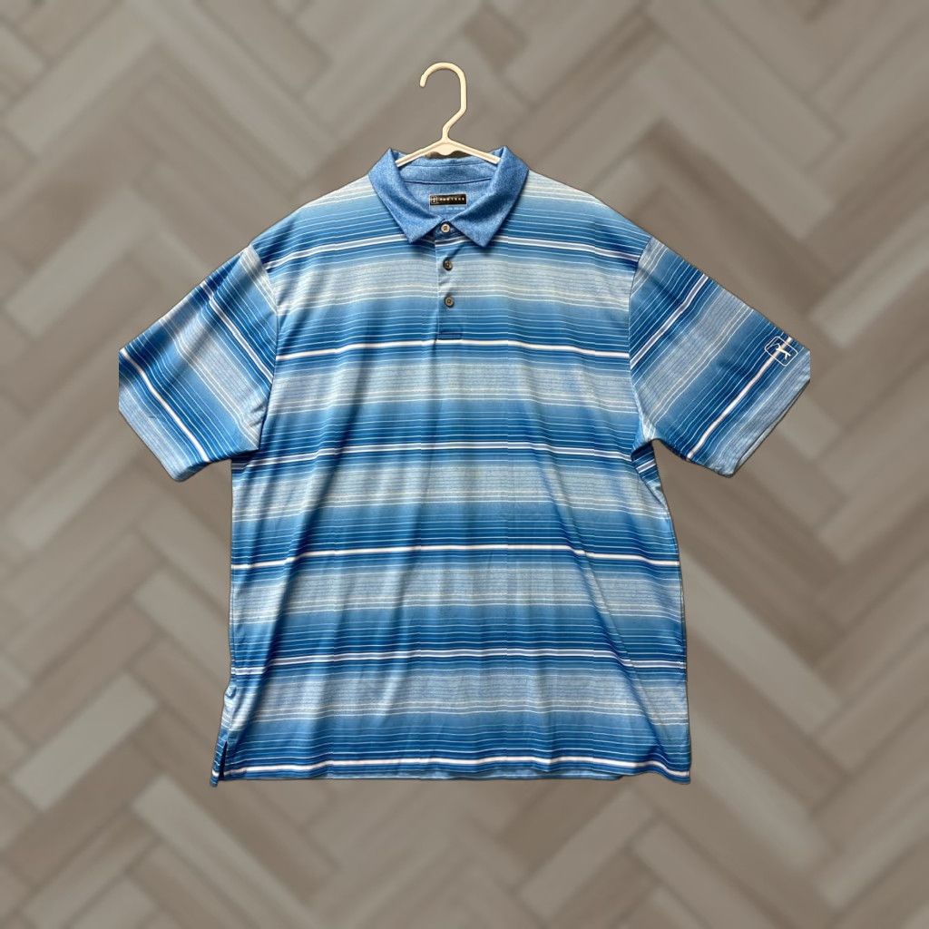 PGA Tour PGA Tour Polo Shirt Mens Blue Stripe 2XL Short Sleeve Pullover Polyester Size US XXL / EU 58 / 5 - 1 Thumbnail