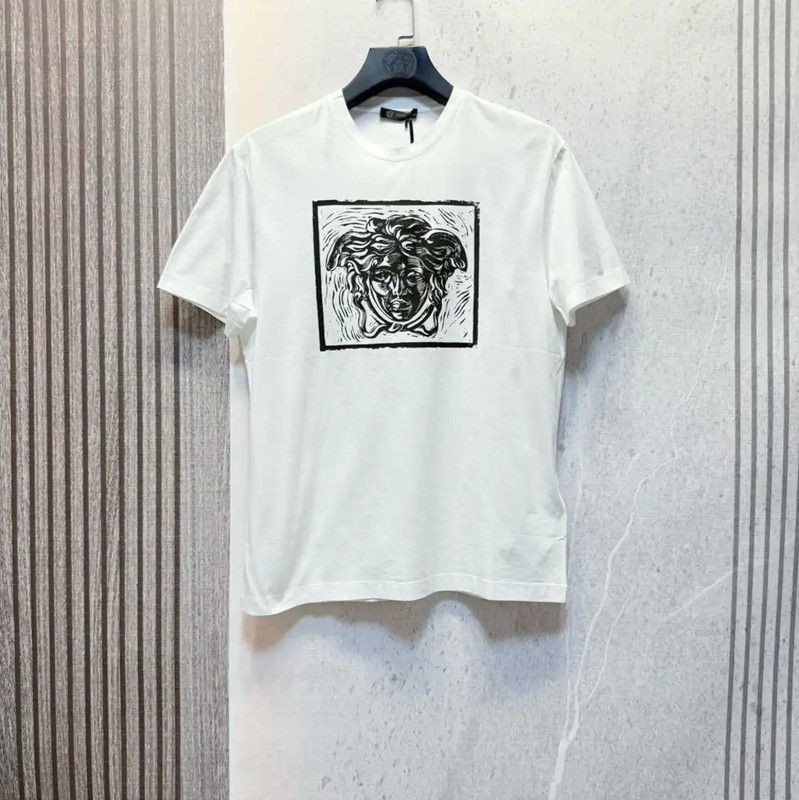 Versace Men's White Cotton Printed T-Shirt 0089
