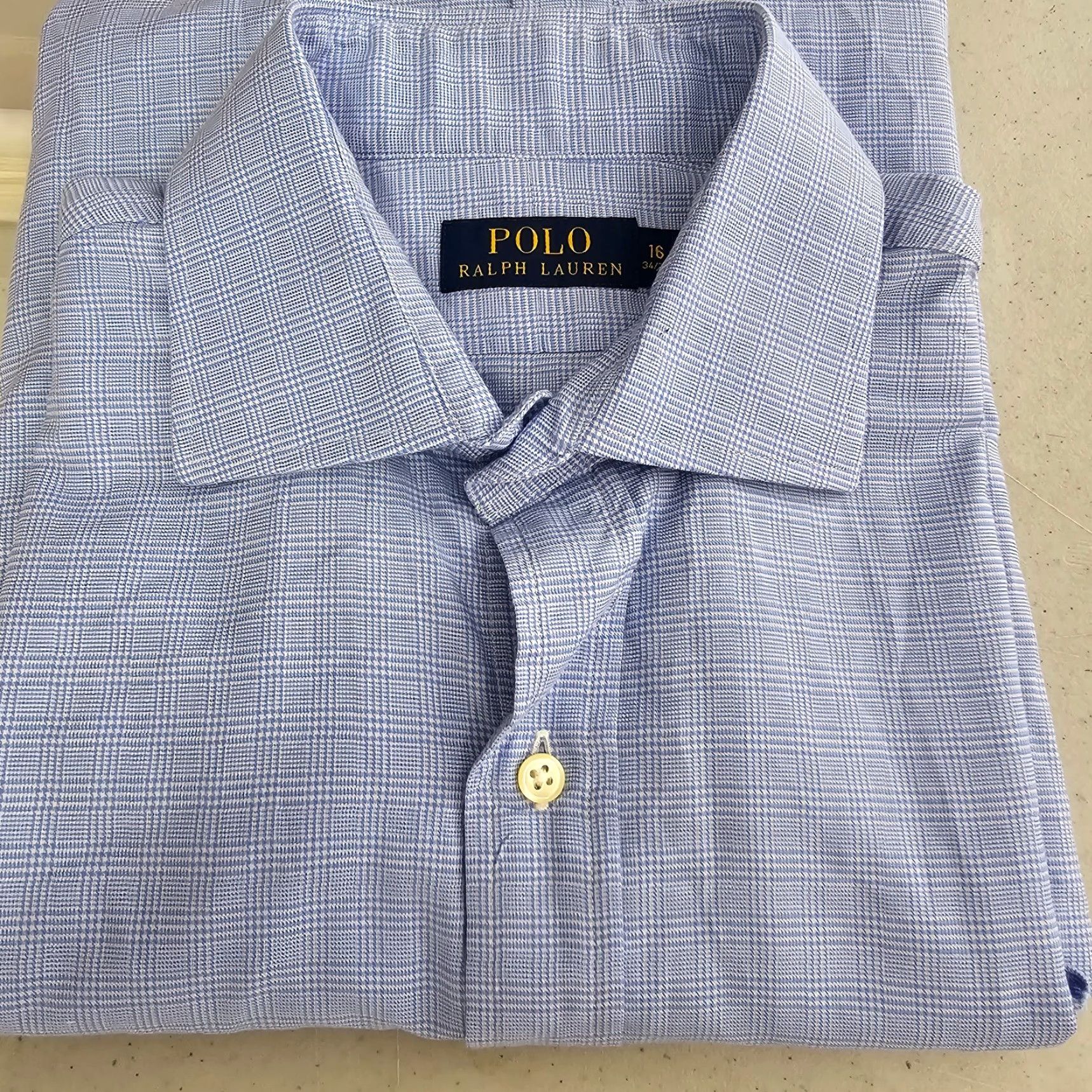 Polo Ralph Lauren Polo Ralph Lauren Dress Shirt Mens 16 Blue Grid Check Button Up Cotton Shirt Size 42R - 2 Thumbnail