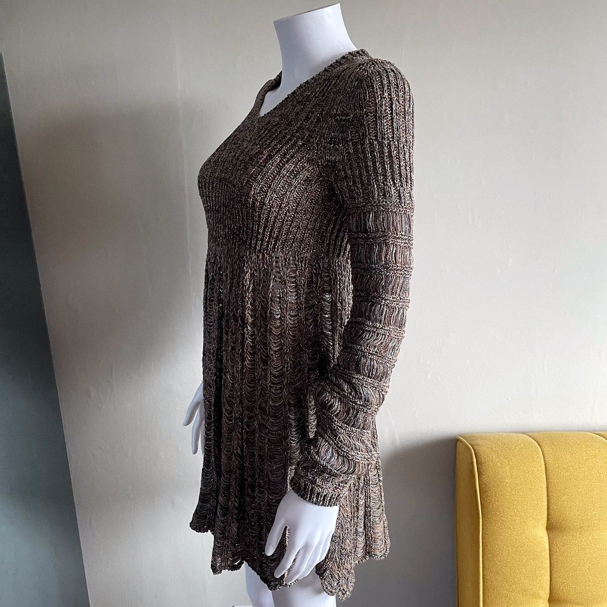 Chloe Chloé FW08 Phoebe Philo Dark Brown Silk Blend Indie Dress Size S / US 4 / IT 40 - 5 Thumbnail