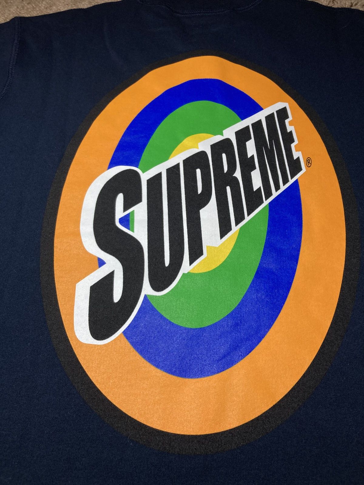 Supreme New SS16 Supreme Spin Crewneck Tide Spoof Parody 2016 Navy Size US M / EU 48-50 / 2 - 10 Thumbnail