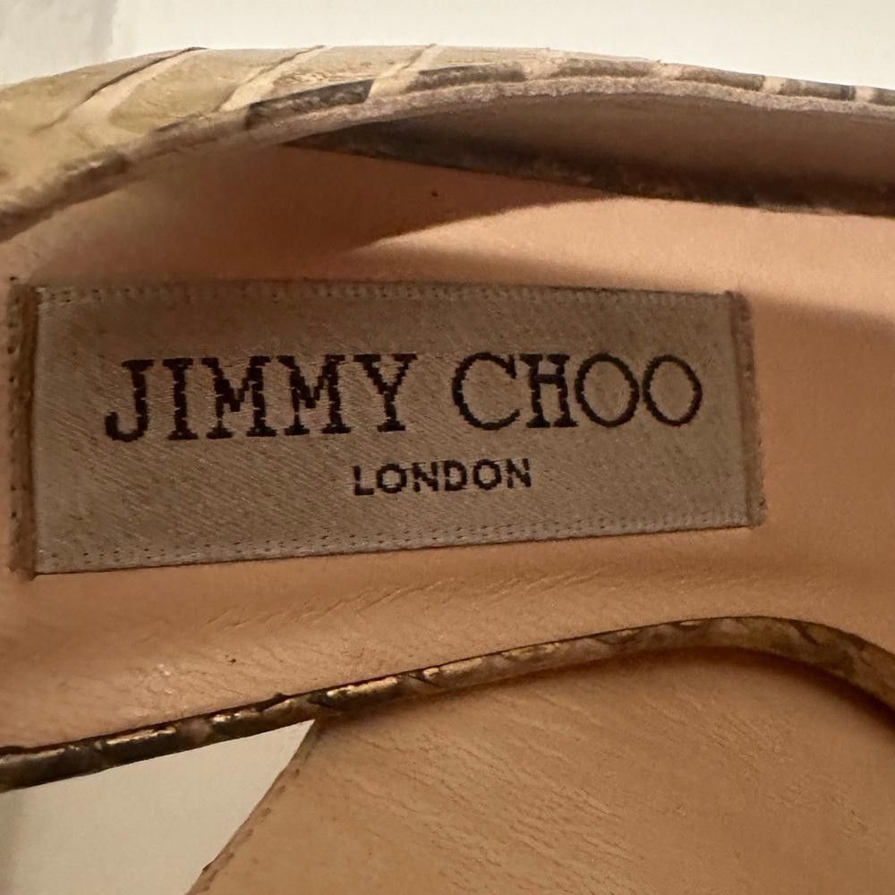 Jimmy Choo Jimmy Choo Nova Gold Snakeskin Leather Platform Slingback 36 Size US 5 / IT 35 - 9 Thumbnail