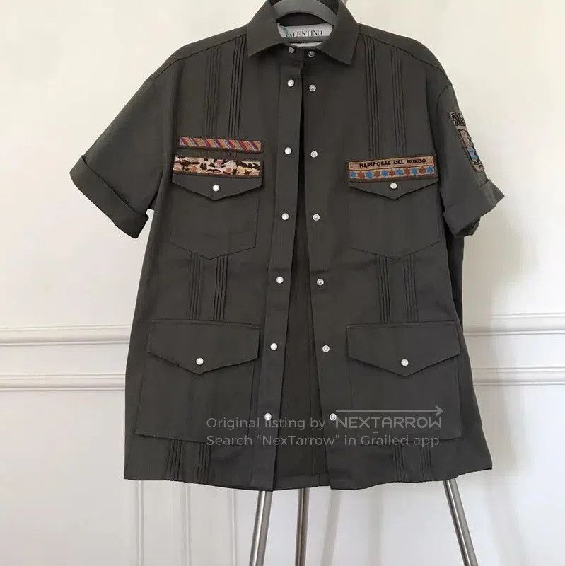 Other Valentino Military Green Embroidered Short Sleeve Shirt . Size M / US 6-8 / IT 42-44 - 1 Thumbnail