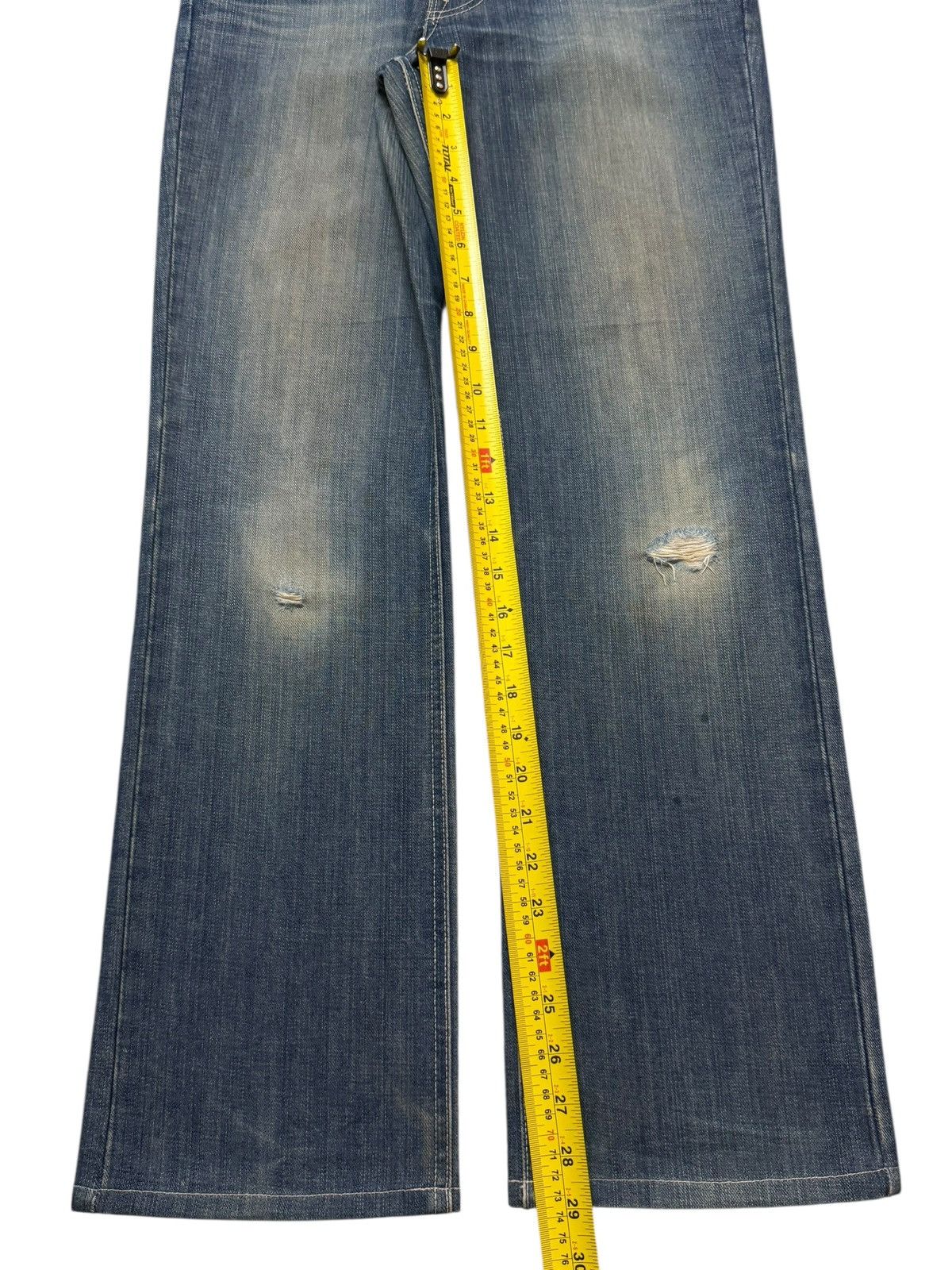 Edwin Vintage 90s Edwin Classic Blue Faded Wash Distress Jeans Size 28" / US 6 / IT 42 - 10 Thumbnail