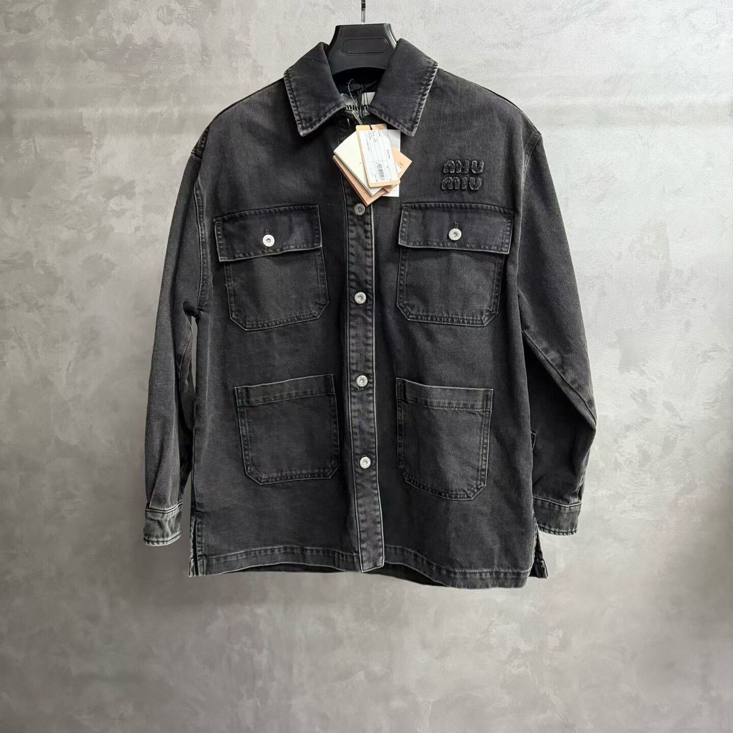 Miu Miu Miu Miu Washed Black Denim Jacket Size S / US 4 / IT 40 - 1 Thumbnail