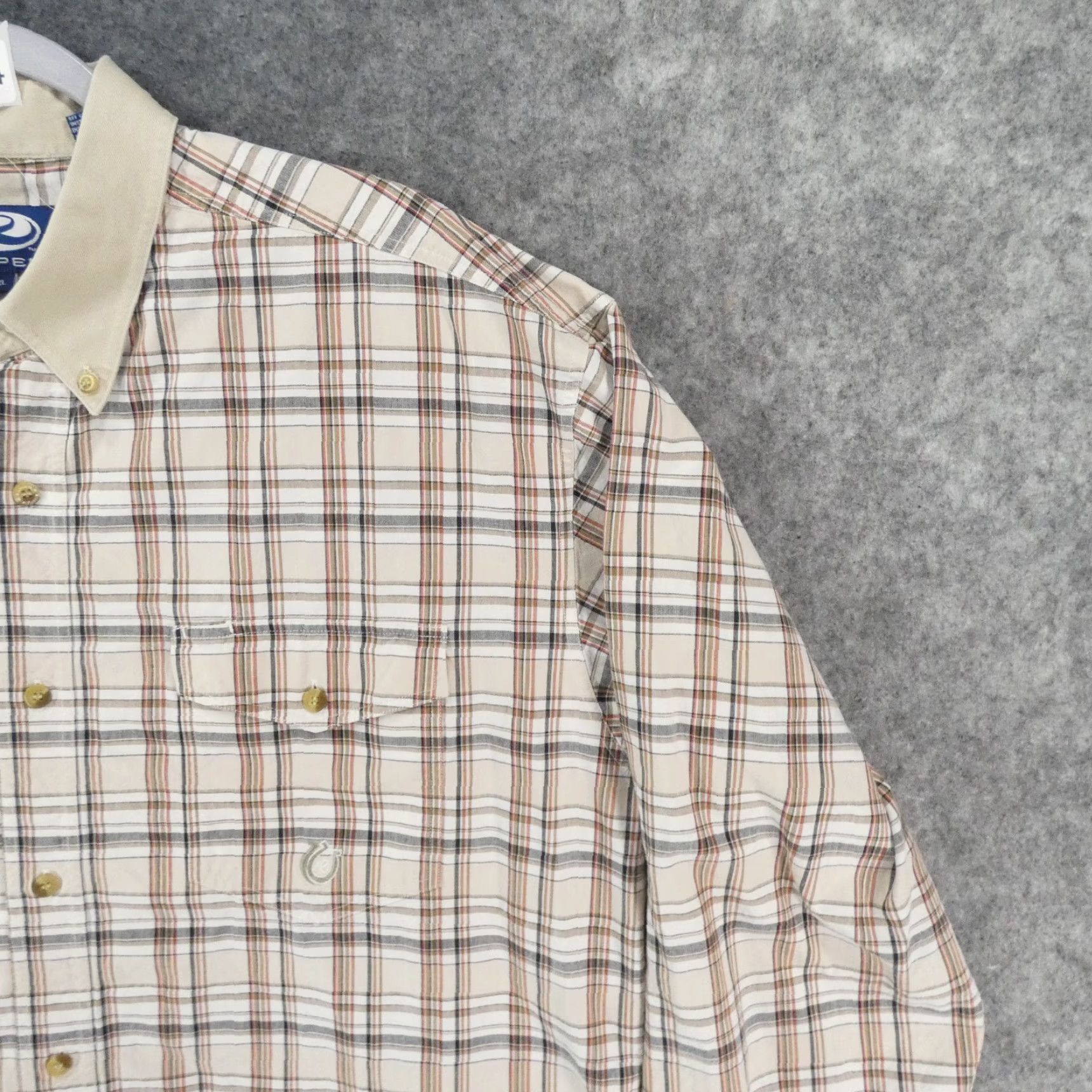 Roper Roper Shirt Mens XL Stretch Long Sleeve Button-Up Beige Plaid Western Size US XL / EU 56 / 4 - 6 Thumbnail