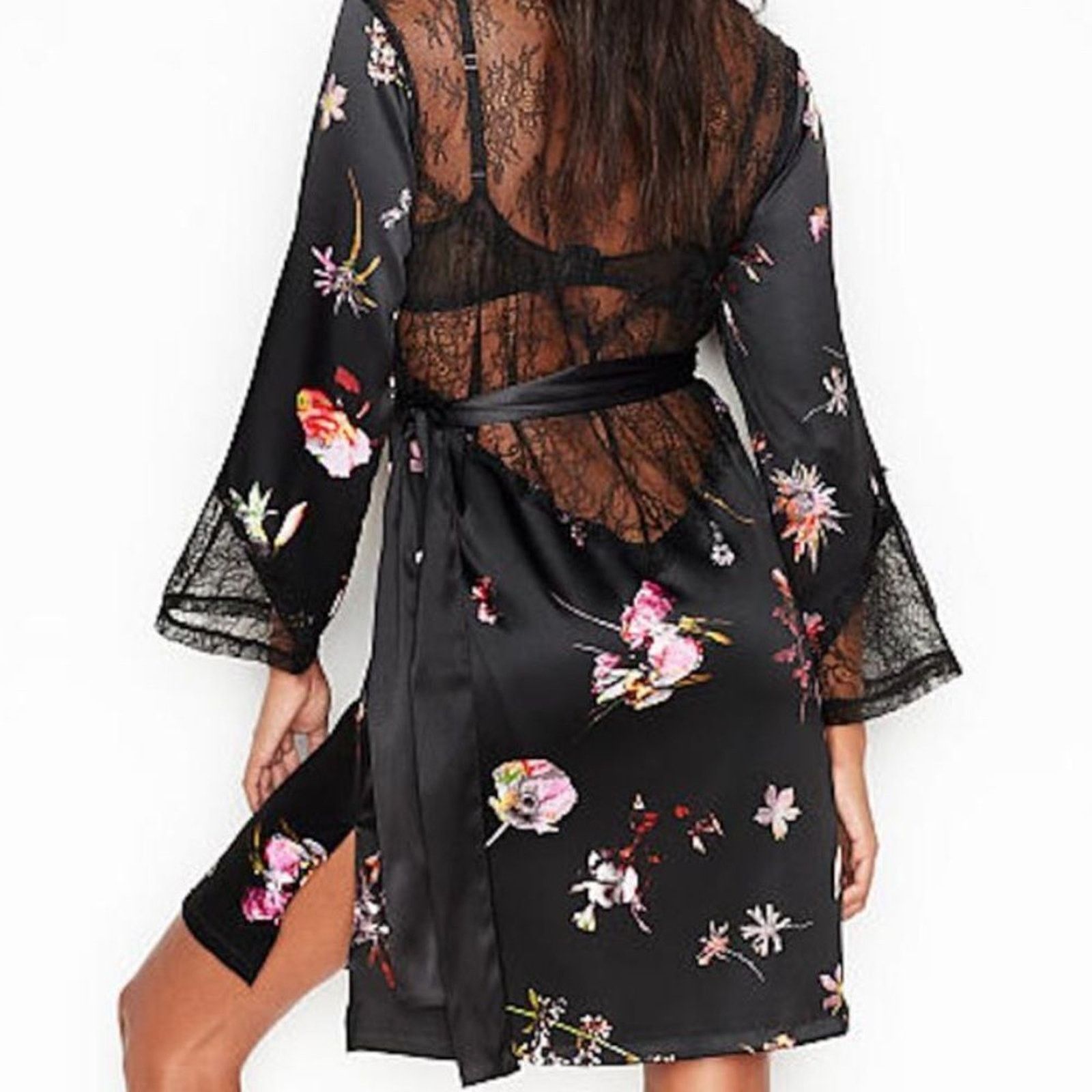 Victoria's Secret Victoria's Secret Floral Lace Chantilly Kimono Robe - XS/S Size ONE SIZE - 2 Thumbnail