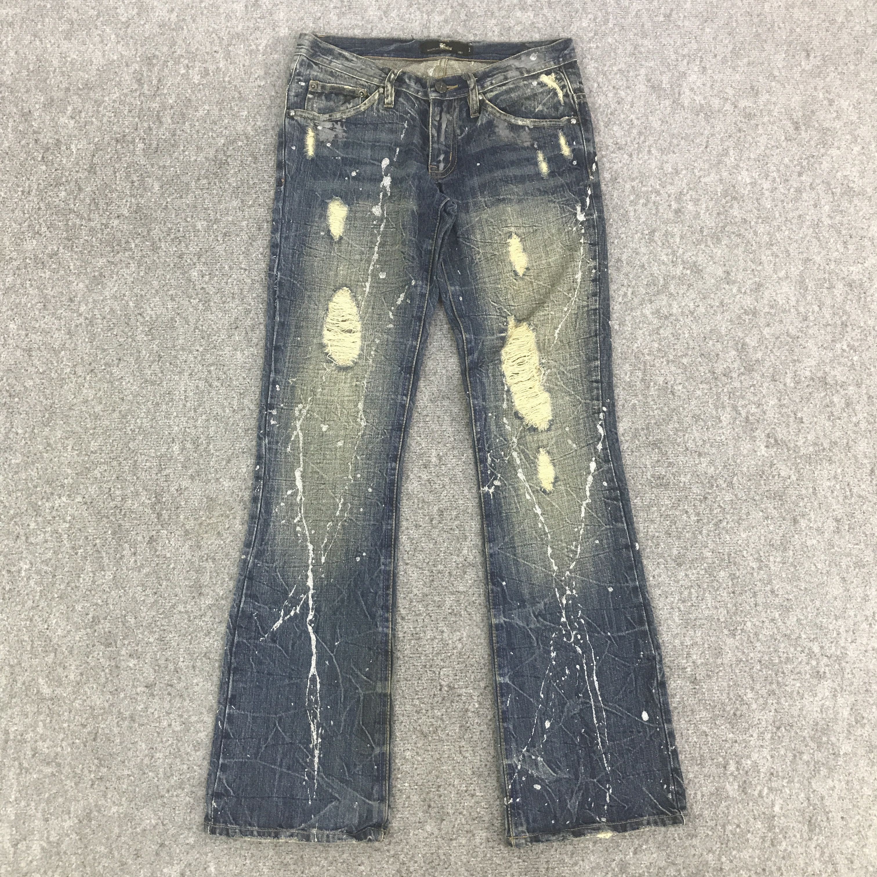 Japanese Brand FLARE MIDAS DISTRESSED BOOTCUT DENIM PANTS K130B16 Size US 29 - 1 Thumbnail