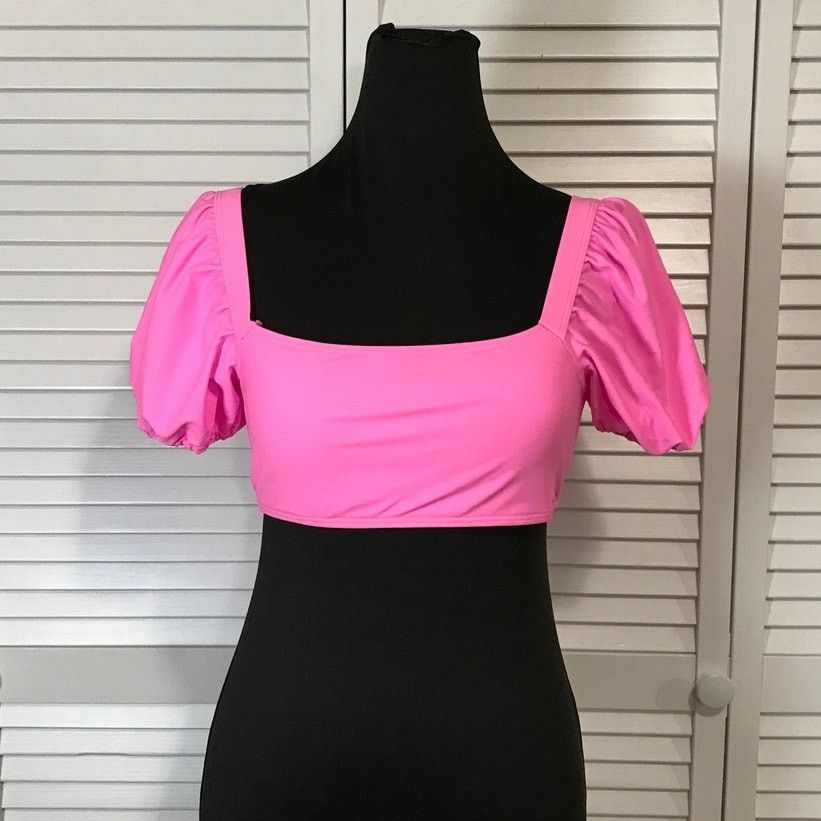 Other Wild Pink High Performance Swimwear Puff Sleeve Top L Size L / US 10 / IT 46 - 1 Thumbnail