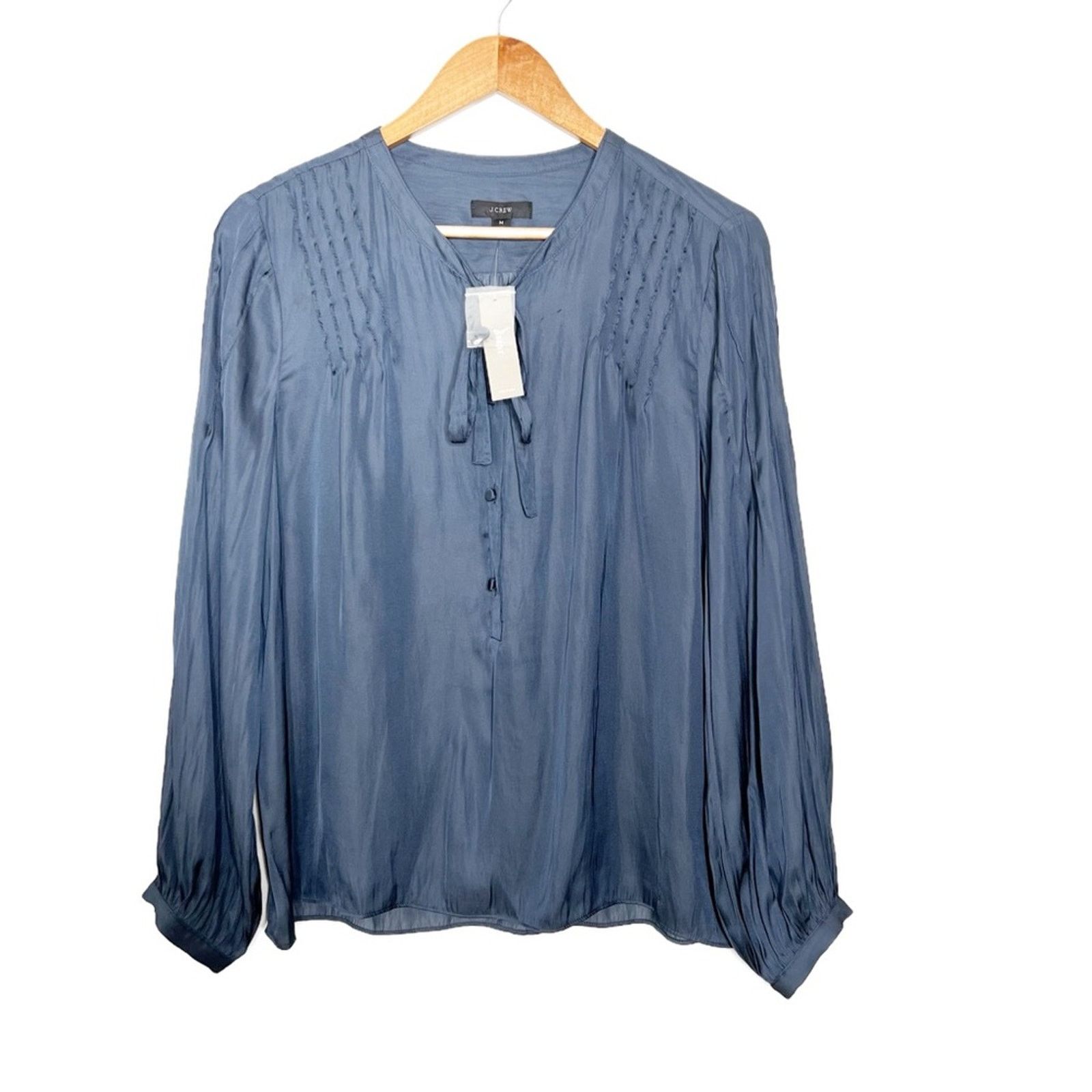 J.Crew New with tag J. Crew Women's Teal Satin Business Blouse Size M / US 6-8 / IT 42-44 - 1 Thumbnail