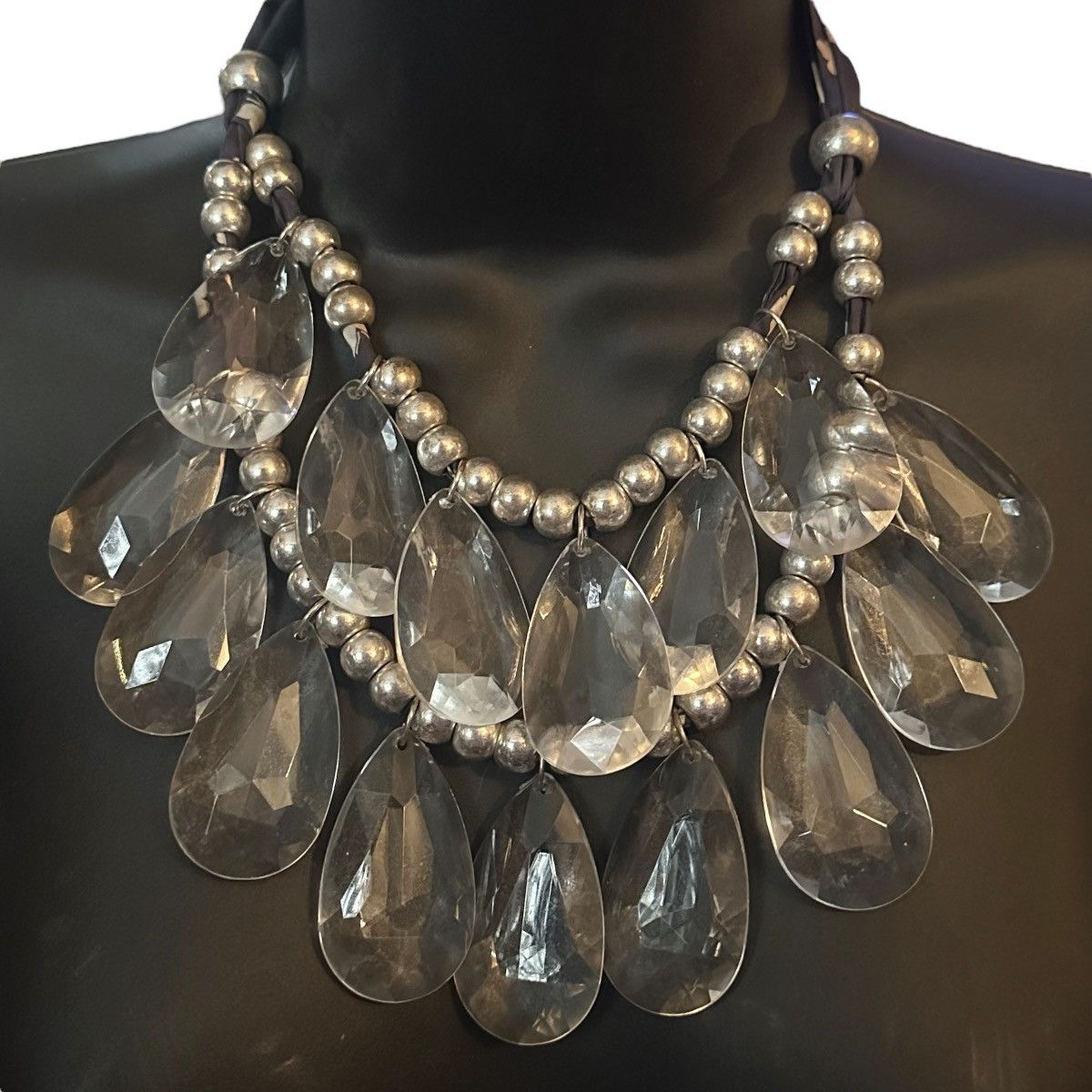 Other Layered double strand jumbo teardrop statement necklace Size ONE SIZE - 2 Thumbnail