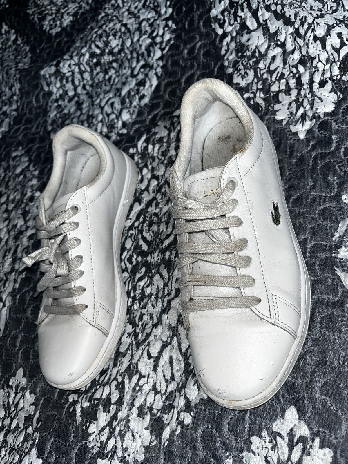 Lacoste Lacoste Men's White Leather Logo Lace Up Sneakers US Size 9 Size US 9 / IT 39 - 6 Thumbnail