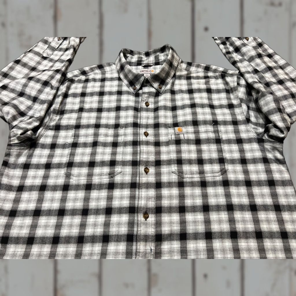 Carhartt Carhartt Button-Up Shirt Plaid Long Sleeve Relaxed Fit Mens 2XL Black & White Size US XXL / EU 58 / 5 - 1 Thumbnail
