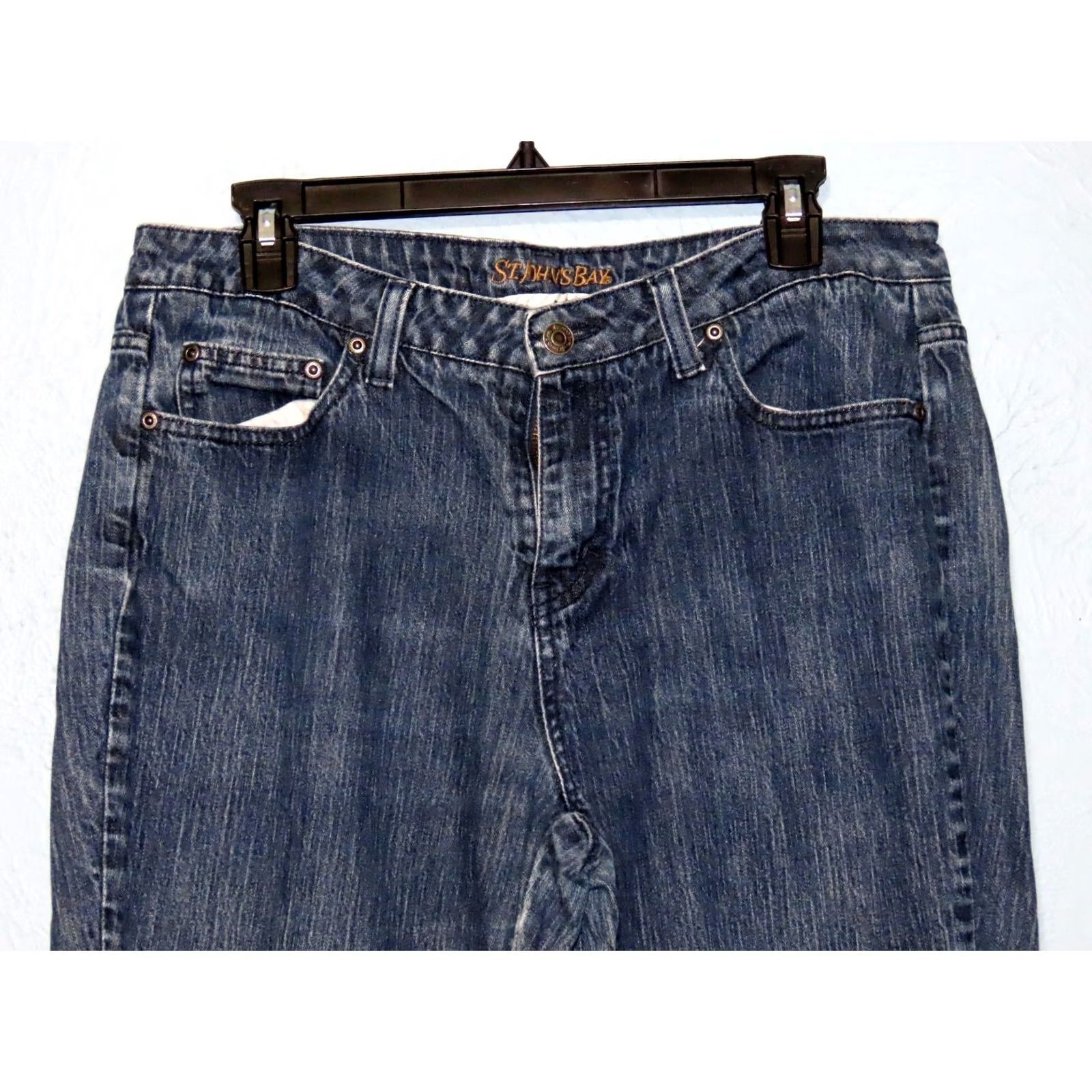 Vintage St. John's Bay Jeans Women 14 Short Boot Cut Denim Blue High Rise 5-Pocket Solid Zip Button XS? Size 36" / US 14 / IT 50 - 3 Thumbnail