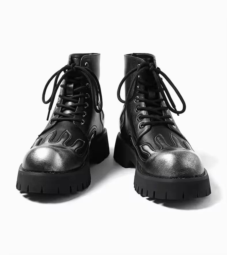 Designer Streetwear Punk Motorcycle Split Leather Boots Size US 10.5 / EU 43-44 - 4 Thumbnail