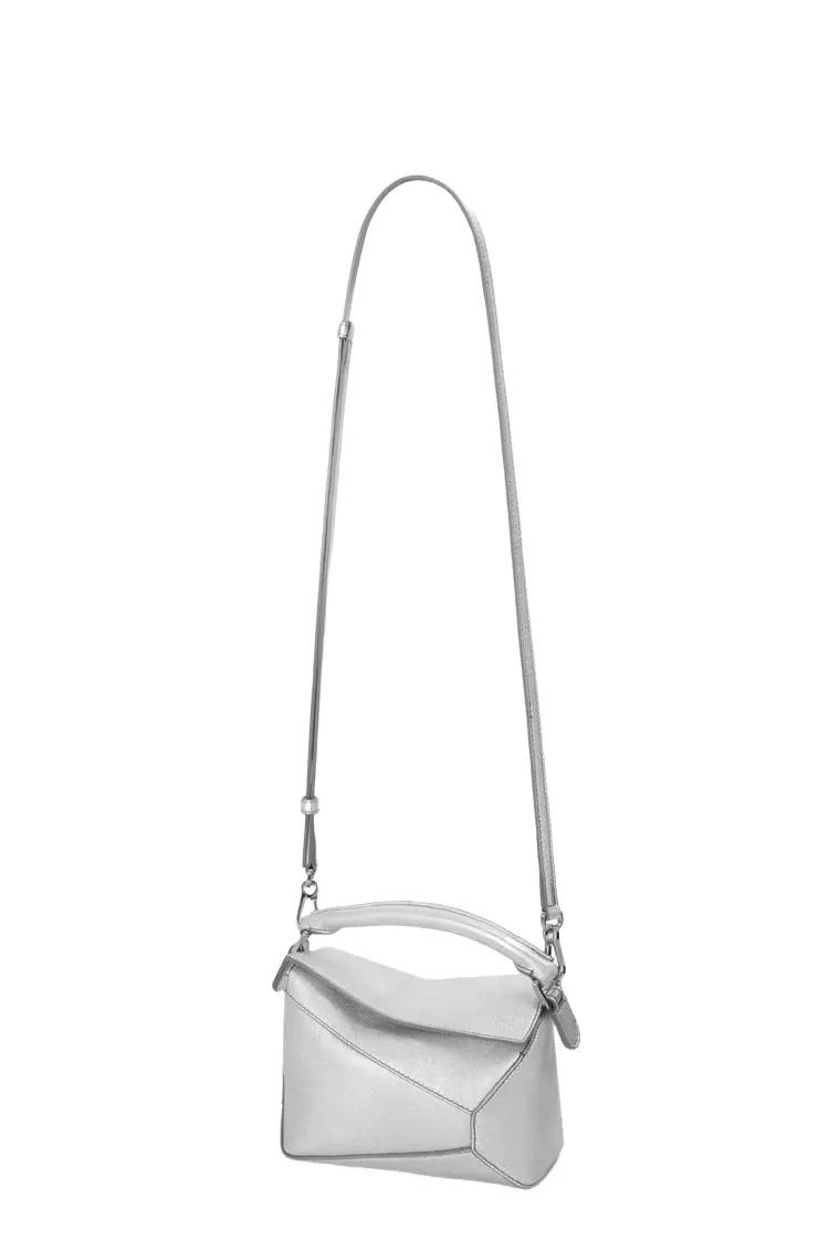 Loewe LOEWE Puzzle Mini Silver Lam Leather Handbag New Auth Size ONE SIZE - 3 Thumbnail