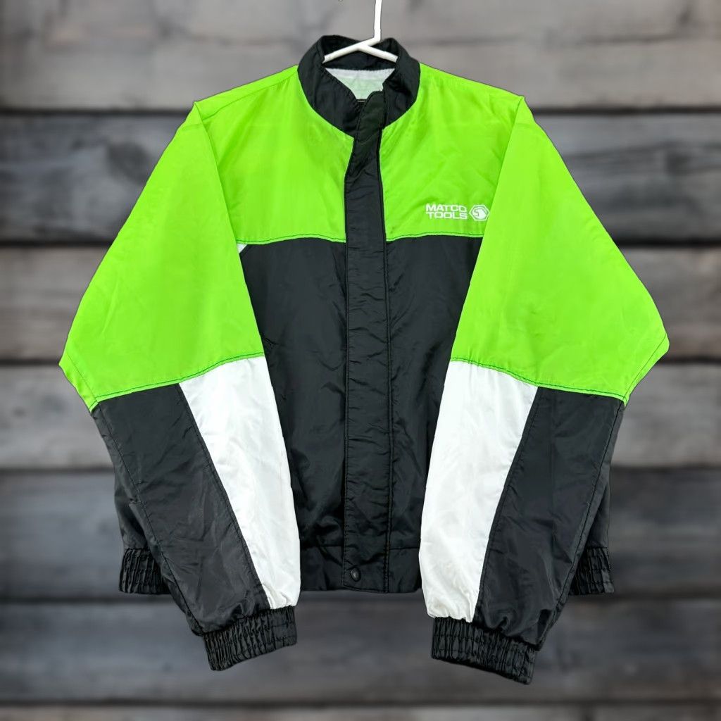 Vintage VINTAGE Girard Matco Tools Jacket Mens M Green Black Windbreaker Lined Nylon Taped Seam Full Zip Hooded 90s Mens Size US M / EU 48-50 / 2 - 1 Thumbnail