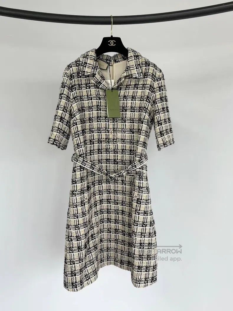 Gucci Gucci Knitted plaid tie-around dress Size M / US 6-8 / IT 42-44 - 1 Thumbnail