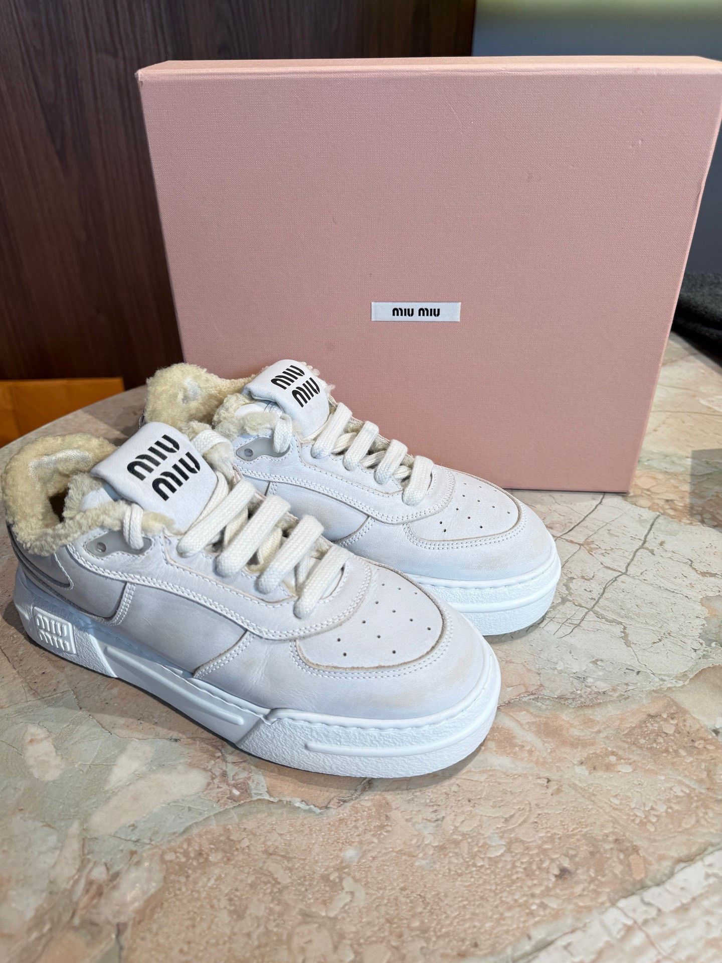 Miu Miu Miu Miu Fleece-Lined Dirty Sneakers Size US 6 / IT 36 - 1 Thumbnail