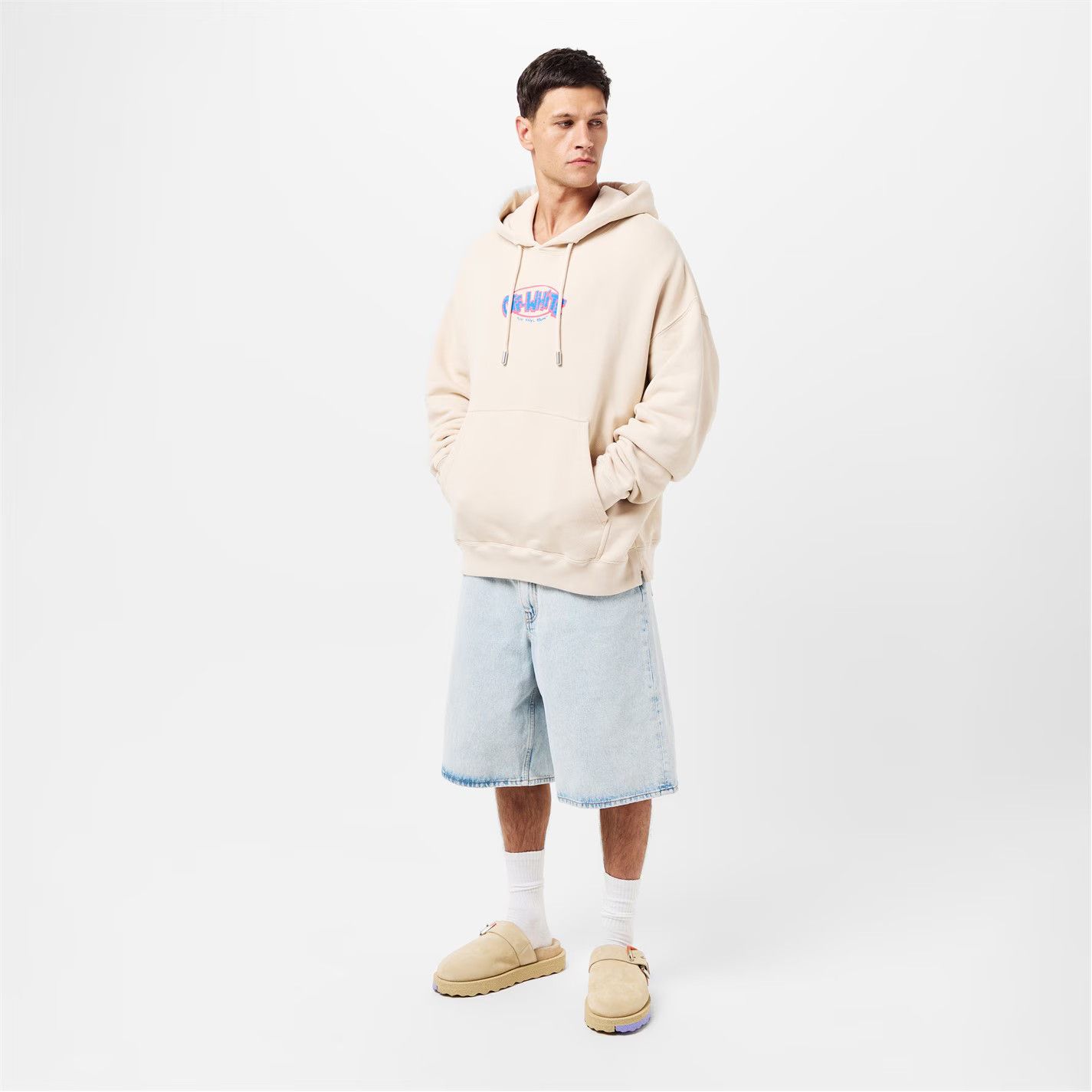 Off-White o1g2r1mq0226 Sketch Fleece Relaxed Fit Hoodie In Beige Size US XXL / EU 58 / 5 - 6 Thumbnail