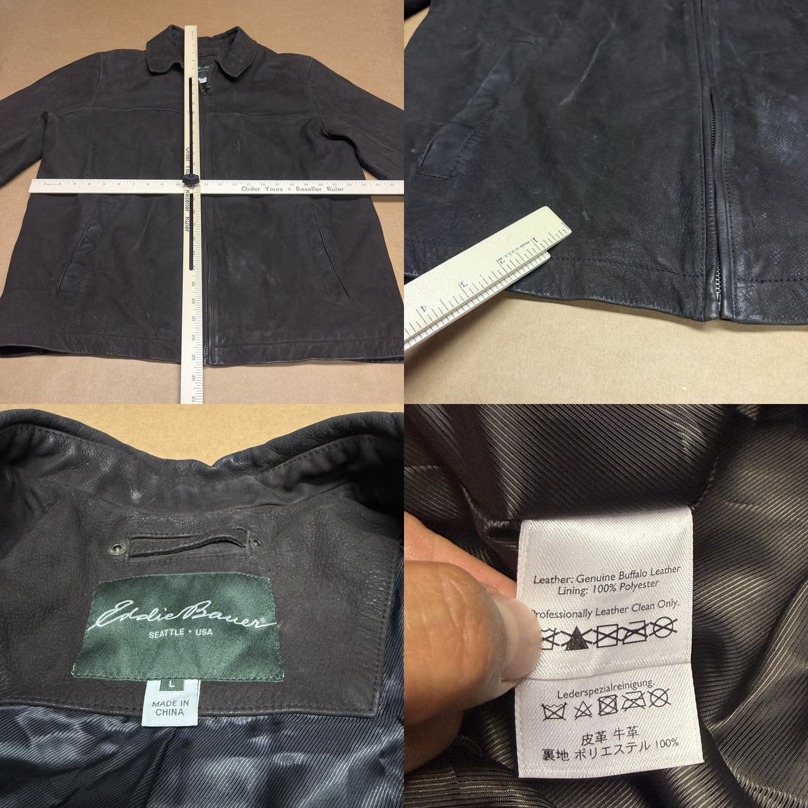 Eddie Bauer Eddie Bauer Jacket Mens L Brown Buffalo Leather Bomber Full Zip Lined Size US L / EU 52-54 / 3 - 8 Thumbnail