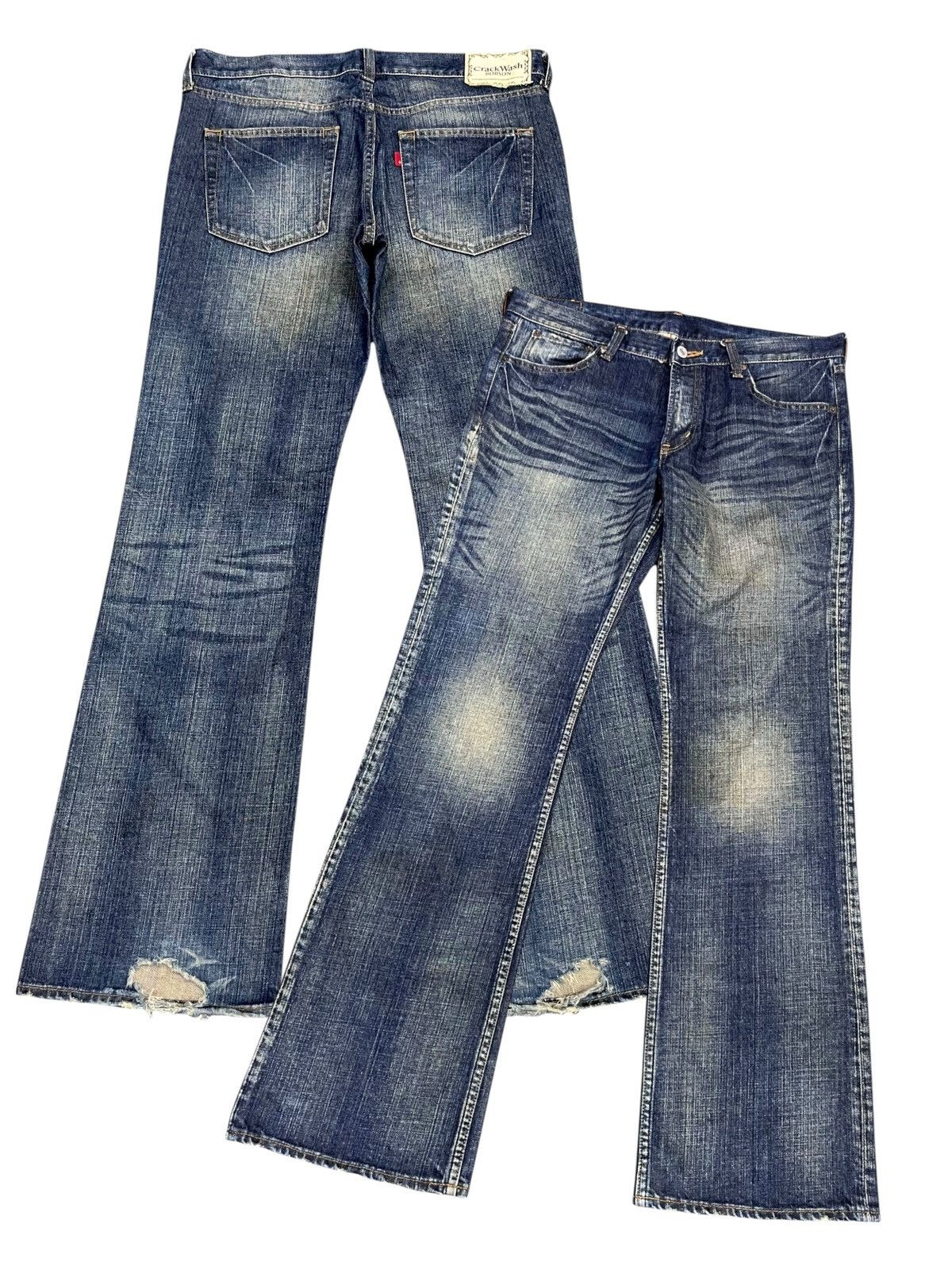 Blue Blue Japan 🔥Rare Bobson Crack Wash Indigo Rusty Flare Jeans Bited Heel Size US 32 / EU 48 - 1 Thumbnail
