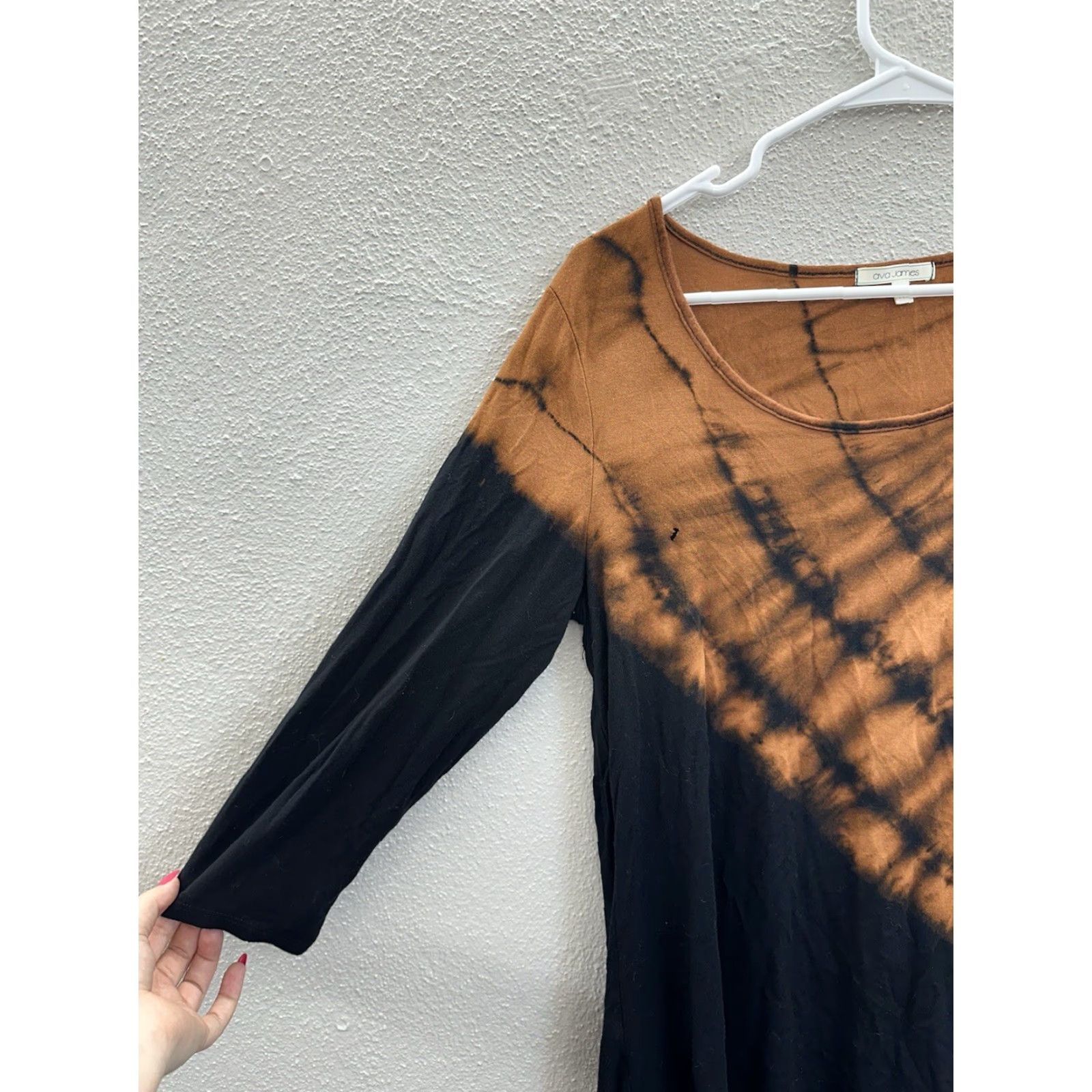 Vintage Ava James Womens Shirt Size Medium Black Brown Tye-Dye 3/4 Sleeve Size M / US 6-8 / IT 42-44 - 2 Thumbnail