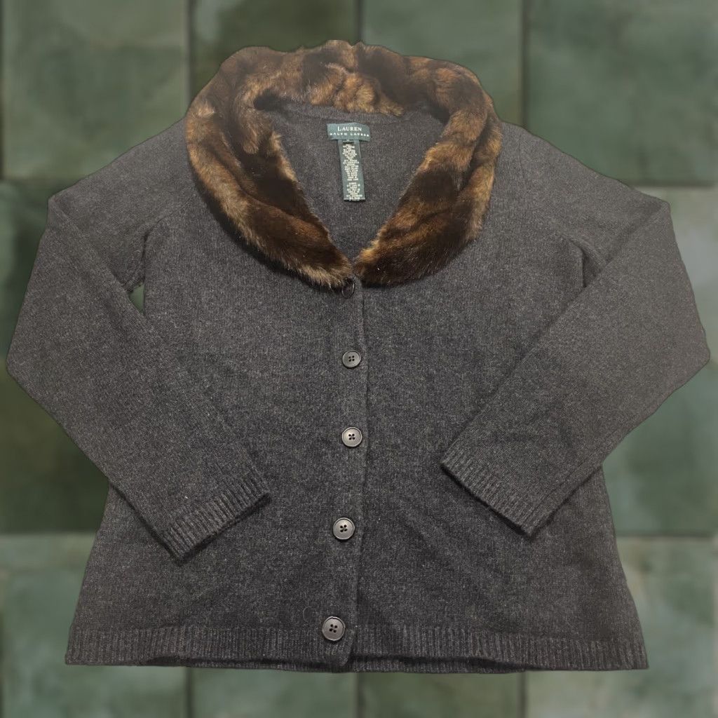 Ralph Lauren Ralph Lauren Coatigan Wool Cashmere Rabbit Hair Collar Gray M Womens Merino Wool Collared Basic Jacket Size M Size M / US 6-8 / IT 42-44 - 1 Thumbnail