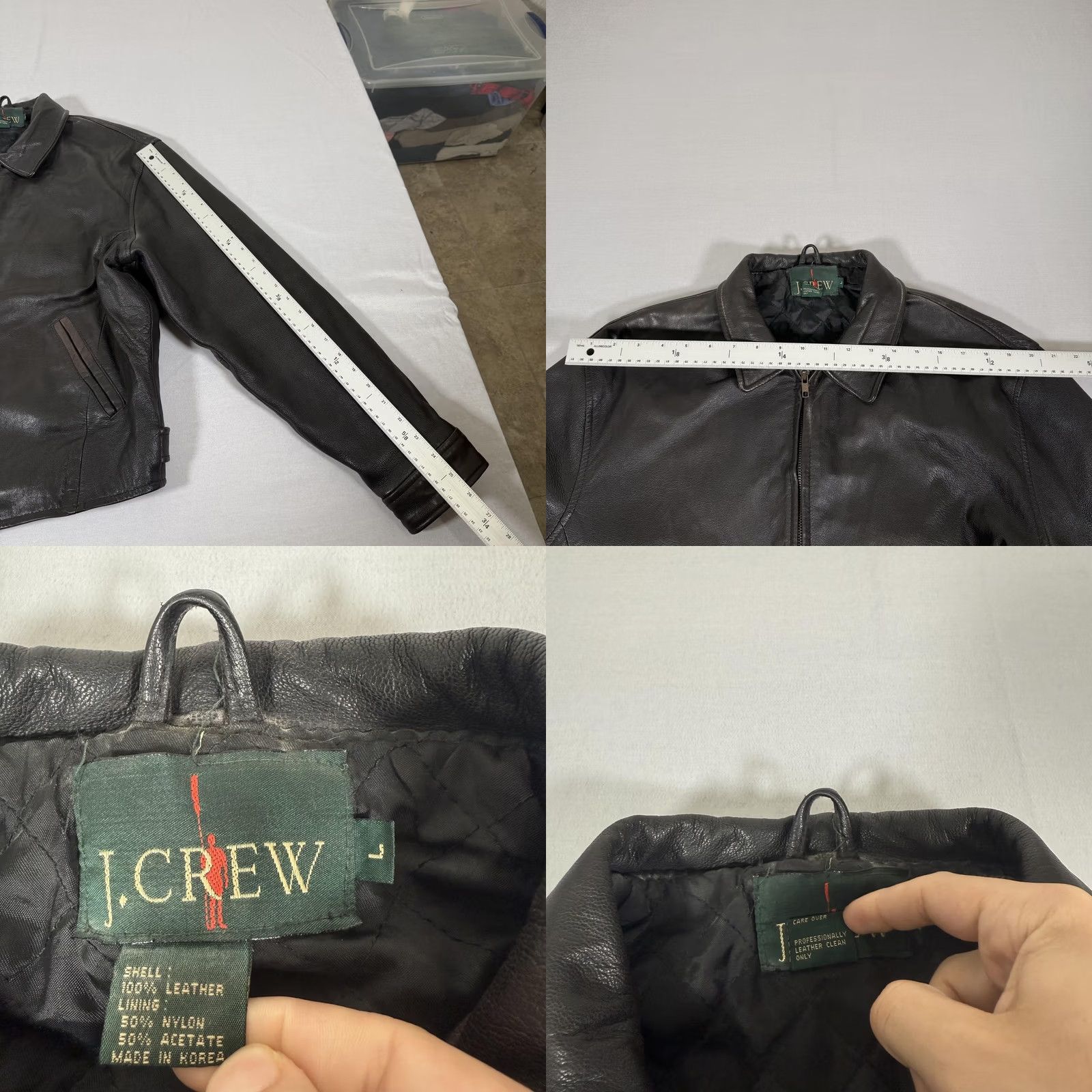 J.Crew VINTAGE J.CREW Leather Bomber Jacket Mens L Black Quilted Lined 90s Full Zip Modern Casual” Size US L / EU 52-54 / 3 - 8 Thumbnail