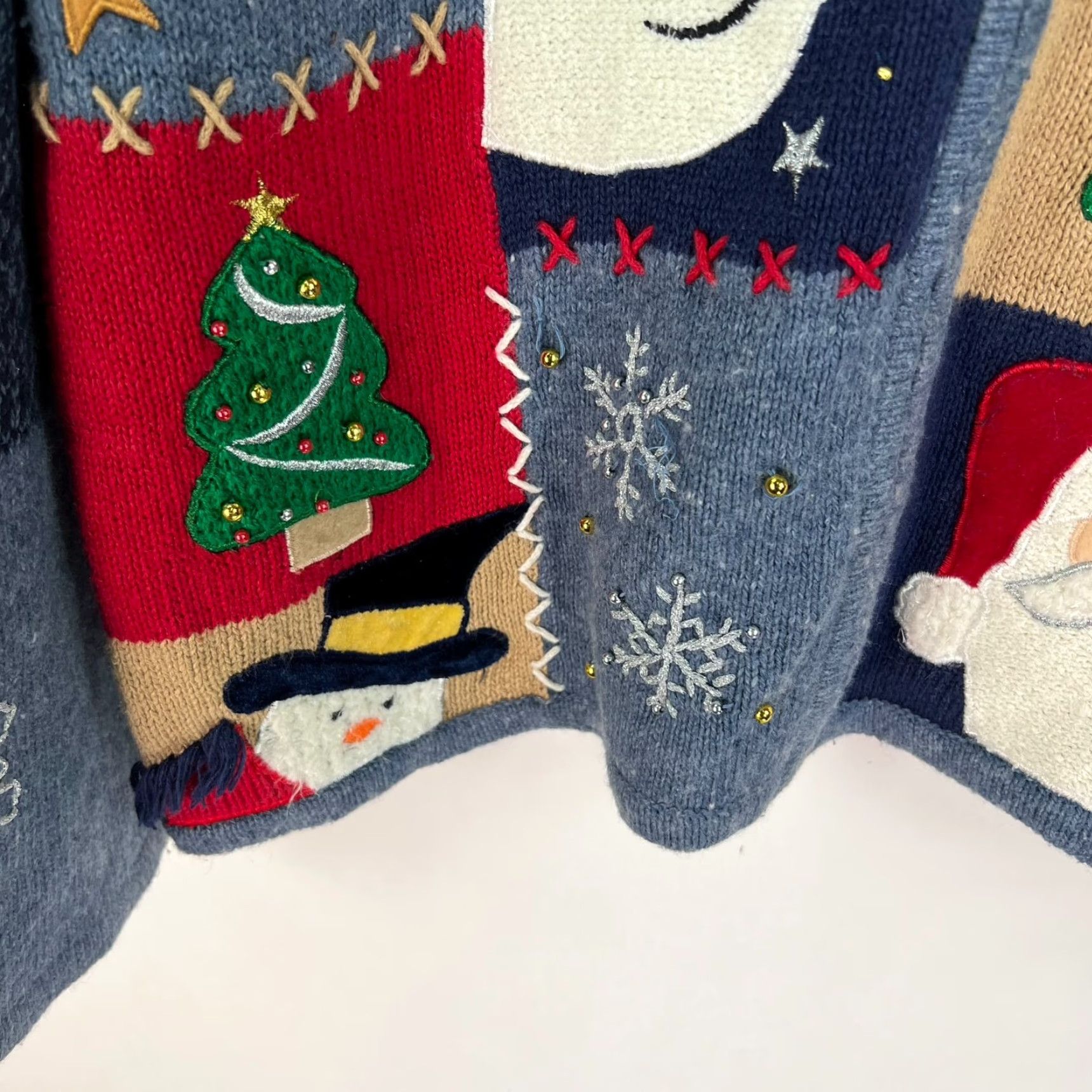 Vintage VINTAGE N/A? (No vintage) – Original Studio Joy – Cardigan – Women – L – Blue – Christmas – Frosty Embroidered Knit Wool Blend Sweater Cardigan Size L / US 10 / IT 46 - 4 Thumbnail
