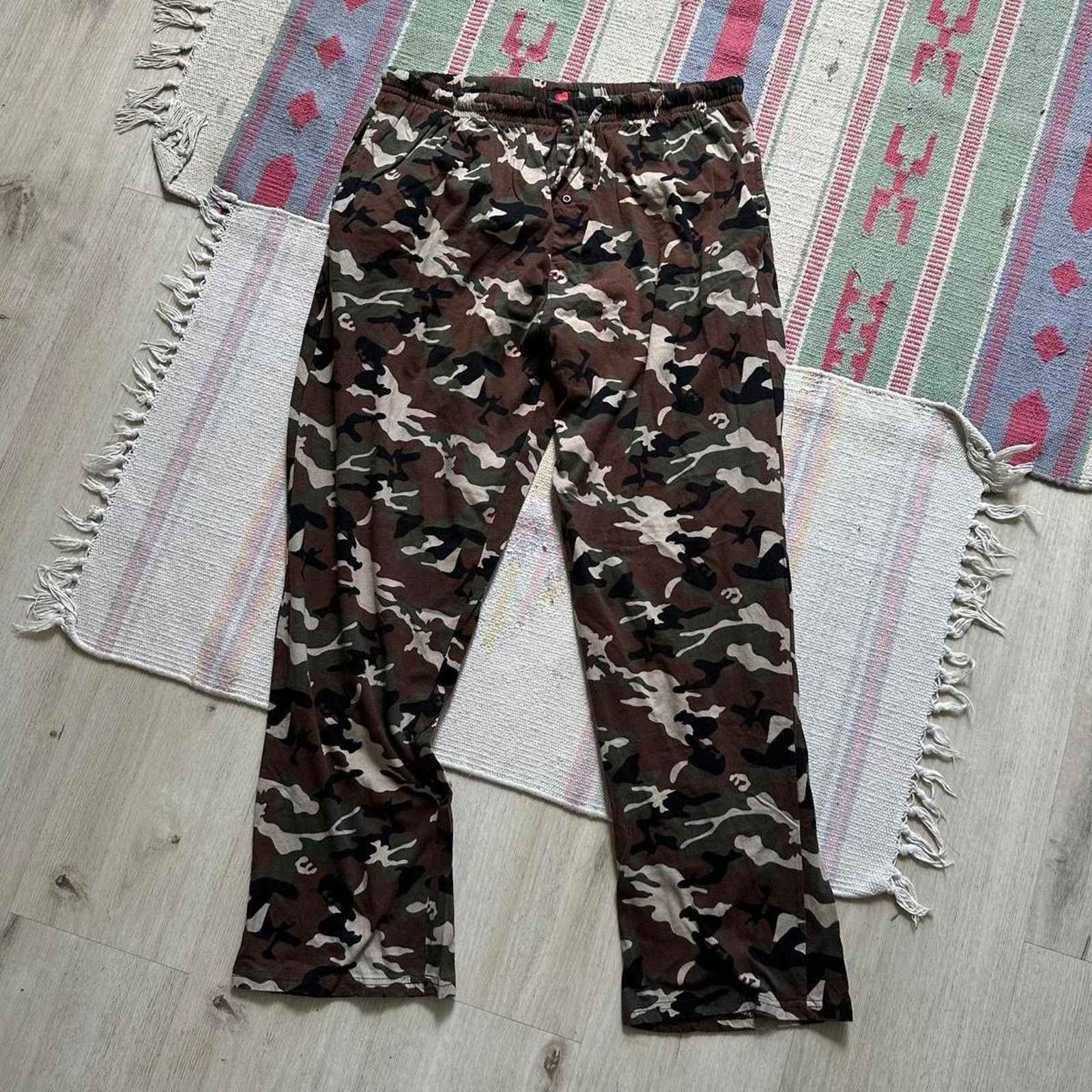 Hanes Vintage 2000s Hanes Camo Baggy PJ Pajama Pants Sweatpants Size US 34 / EU 50 - 4 Thumbnail