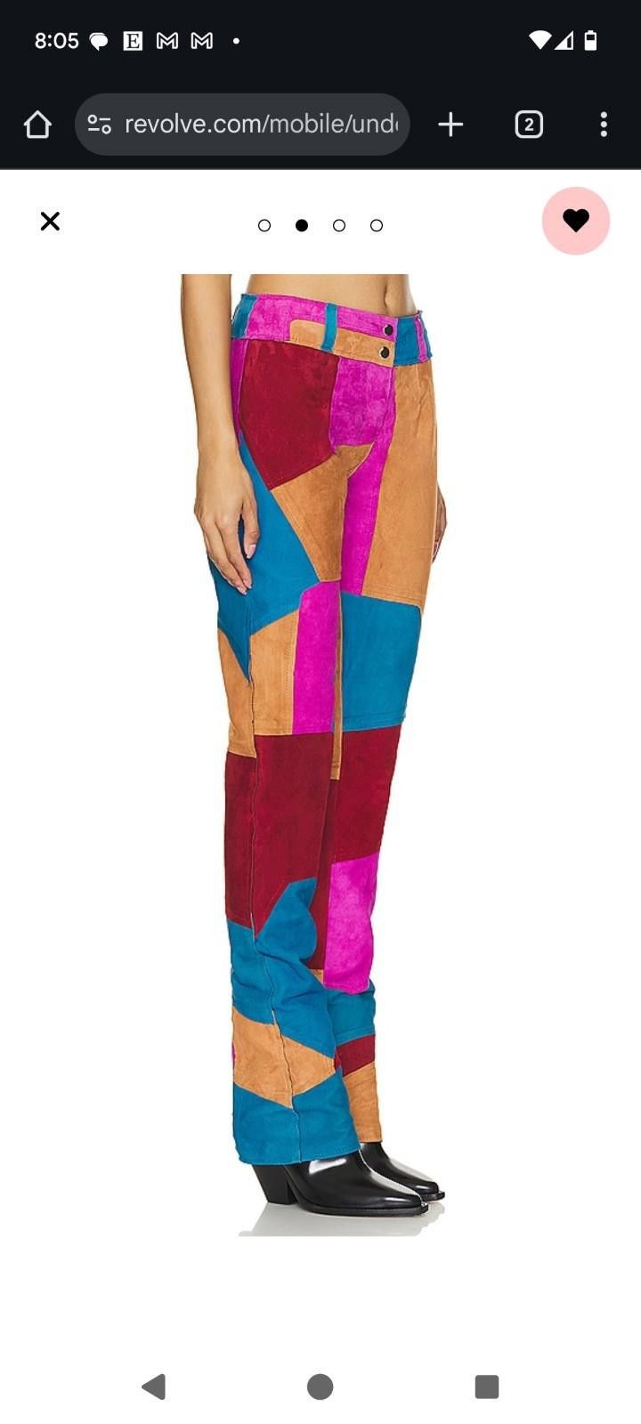 Designer NWT Understated Leather 70s Multi Color Patch Pants Sz SX Size 26" / US 2 / IT 38 - 2 Thumbnail