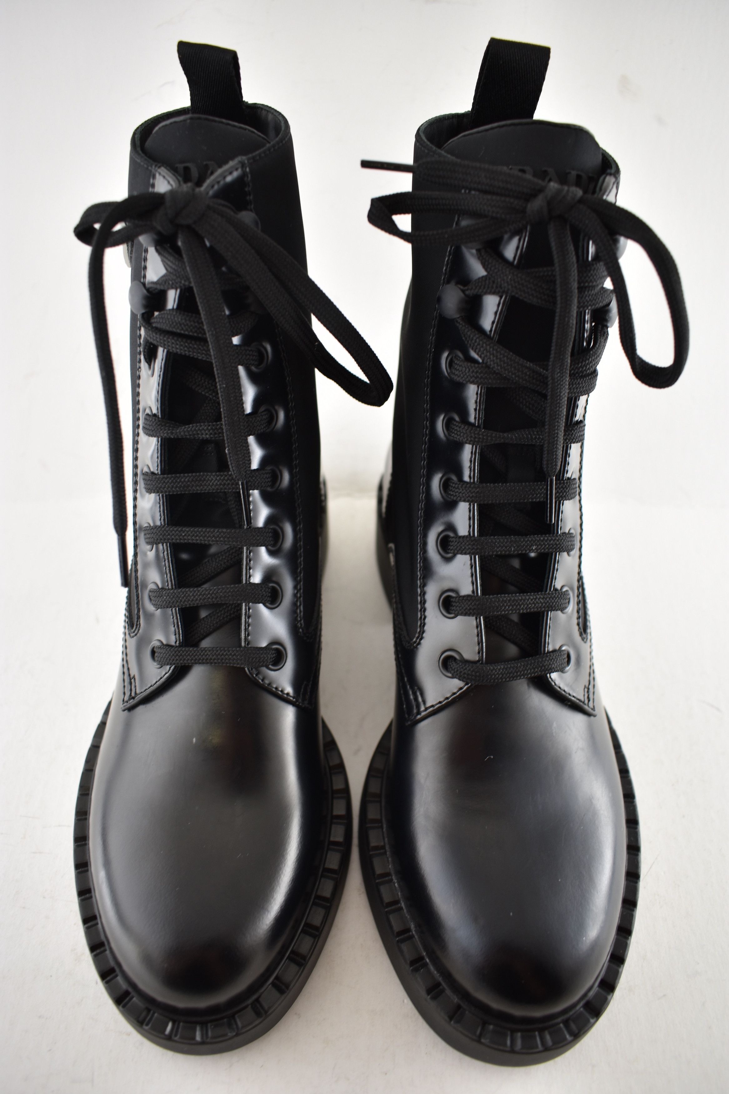 Prada Prada Black Lace Up Combat Military Ankle Mid Calf Boot 36.5 Size US 6.5 / IT 36.5 - 11 Thumbnail