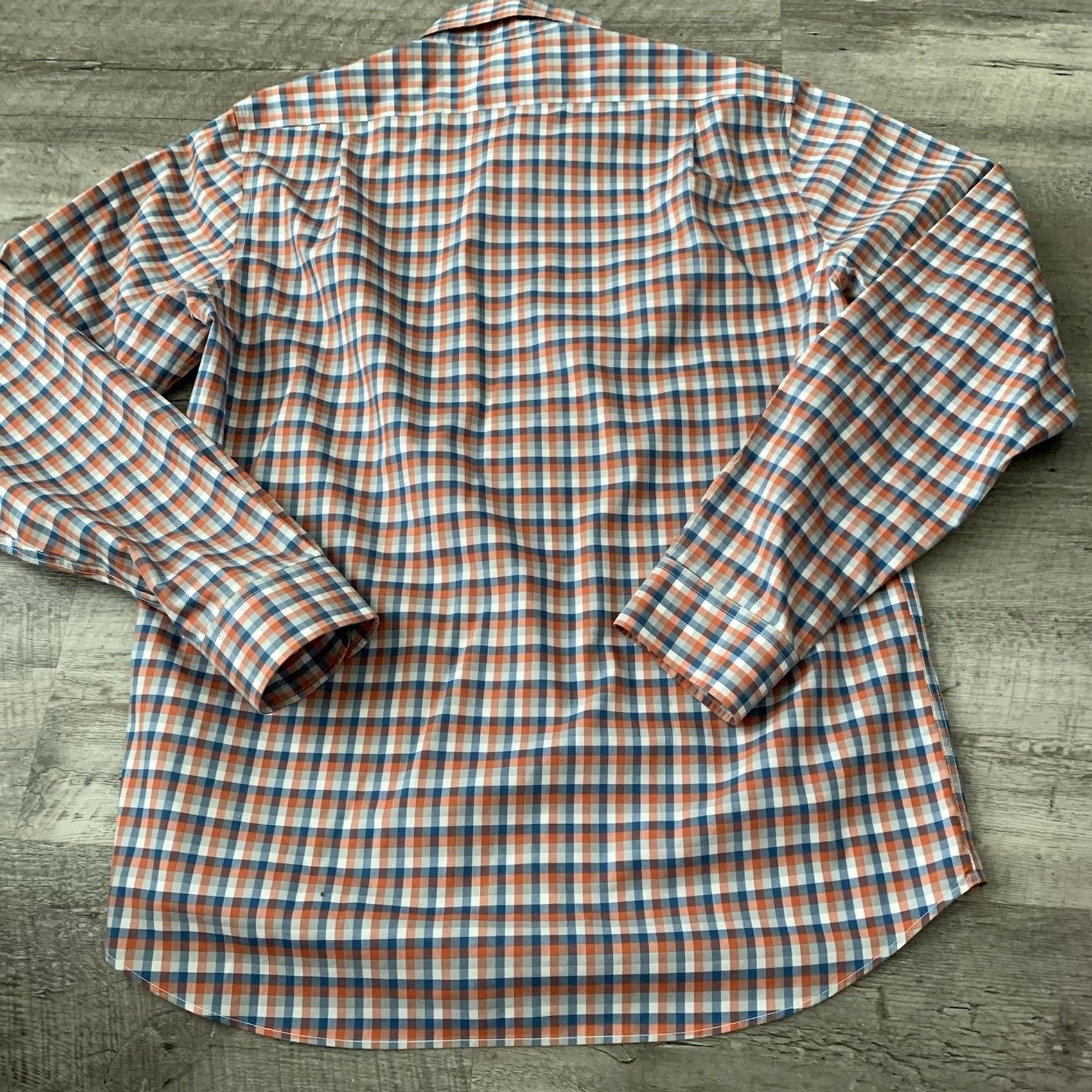Vintage LL Bean Shirt Men Medium Wrinkle Free Kennebunk Slim Blue Orange Check Button-Up Size US M / EU 48-50 / 2 - 5 Thumbnail