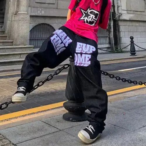 Jean Hip Hop Embroidered Heart Patch Jeans Men Size US 32 / EU 48 - 1 Thumbnail