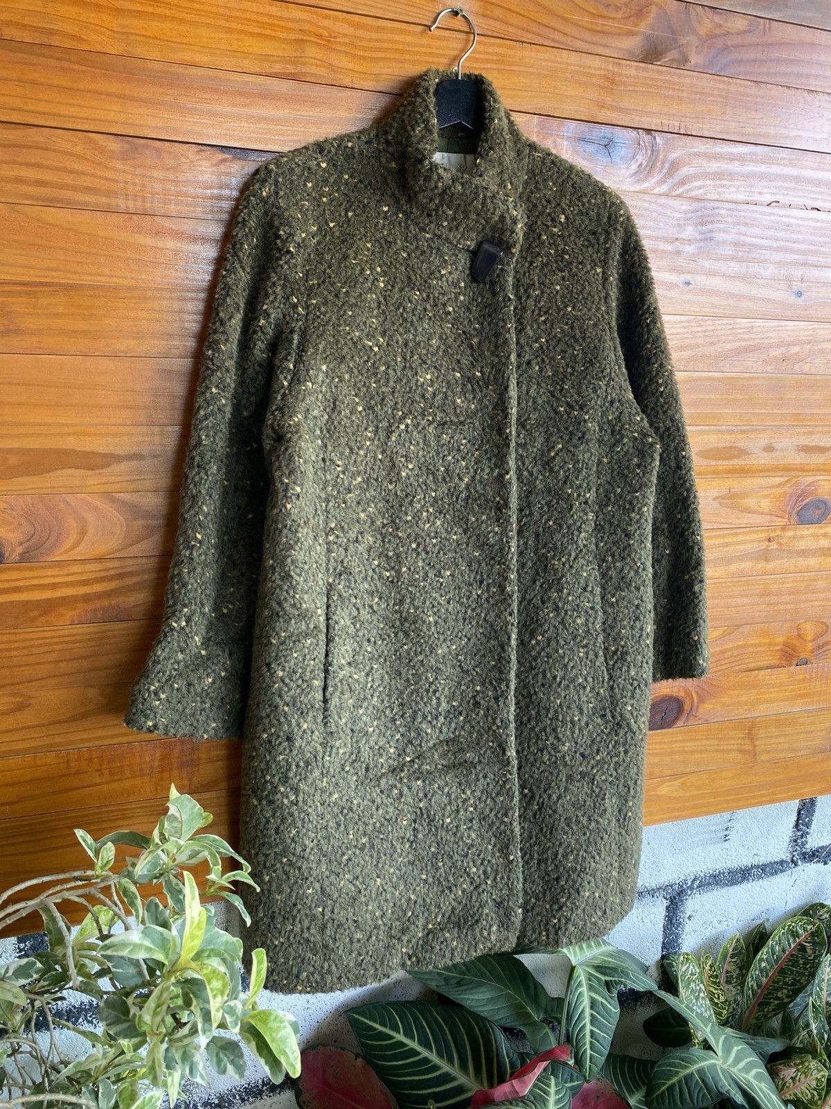 Japanese Brand Vintage Lapislazuli Wool Blend Long Coat Olive Green Size M / US 6-8 / IT 42-44 - 5 Thumbnail