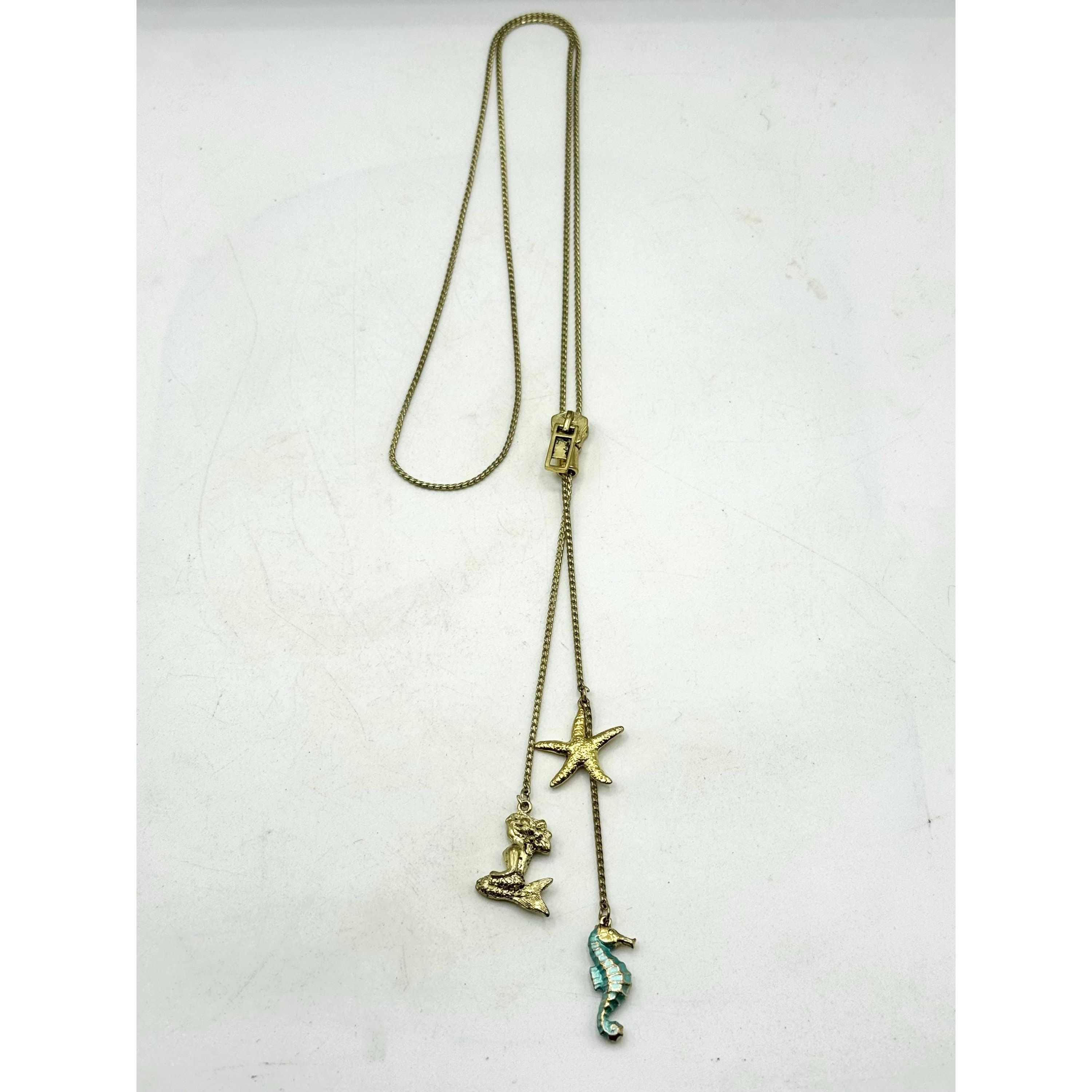 Other Vintage mermaid, starfish, enamel seahorse zipper necklace Size ONE SIZE - 5 Thumbnail