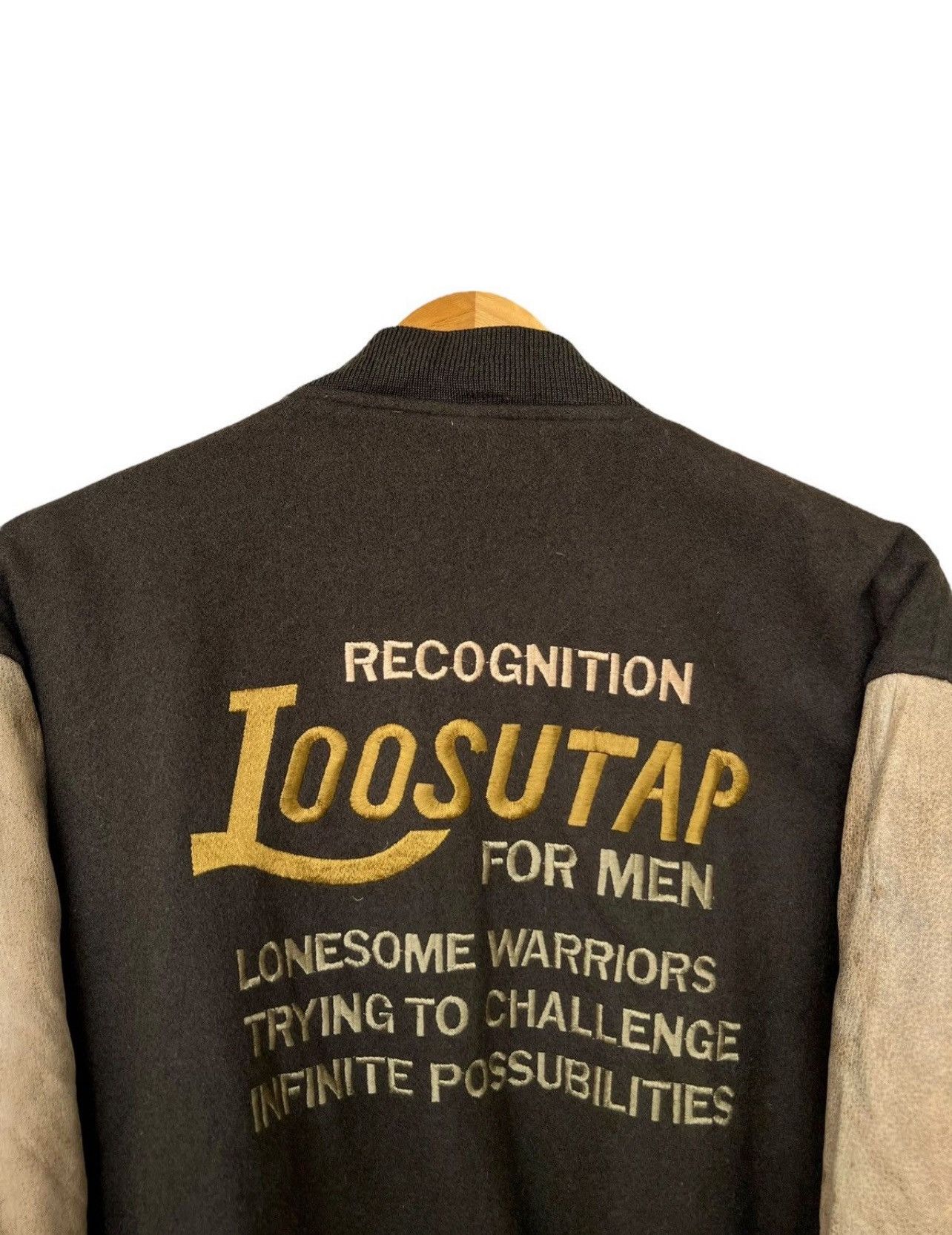 Vintage Loosutap Patch Embroidered Green Leather Varsity Jacket Size US L / EU 52-54 / 3 - 8 Thumbnail