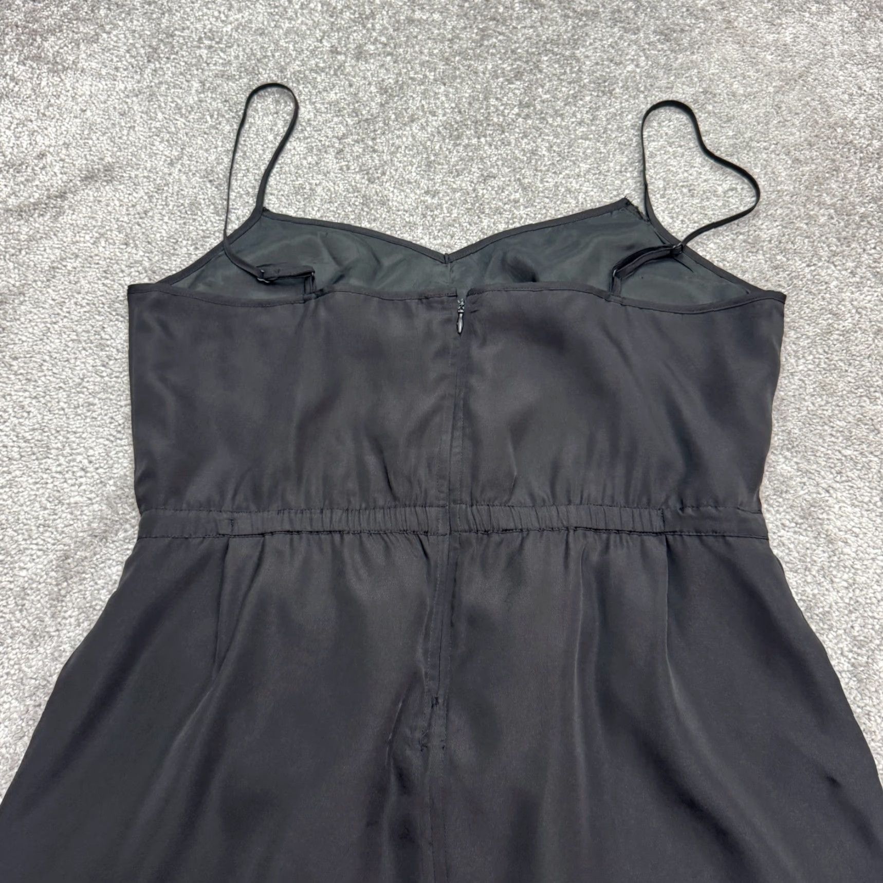 J.Crew J.Crew Black Satin Mini Camisole Tank Dress Womens 10 LBD Pockets Spaghetti Elastic V-Neck Sleeveless Party/Cocktail Casual Satin LBD Womens 10 Black Size L / US 10 / IT 46 - 4 Thumbnail