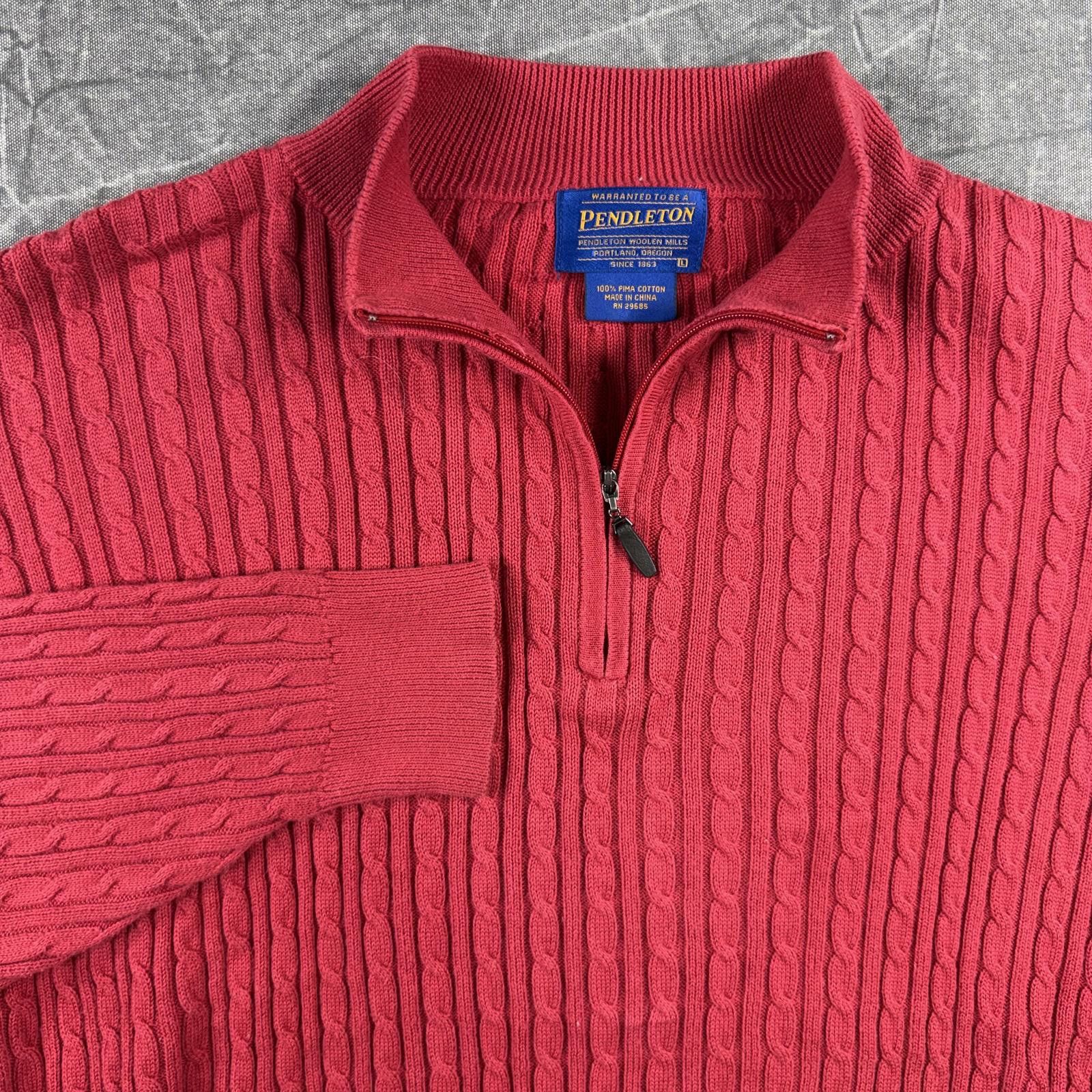 Pendleton Pendleton Sweater Men's L Red 1/4 Zip Fisherman Pima Cotton Size US L / EU 52-54 / 3 - 1 Thumbnail