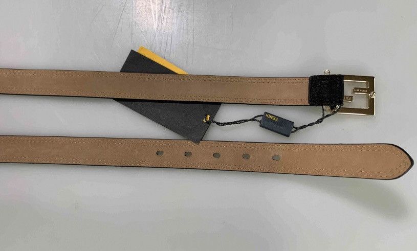 Fendi Fendi 🇮🇹 gold FF buckle black leather belt unisex 90 NEW Size 34 - 8 Thumbnail